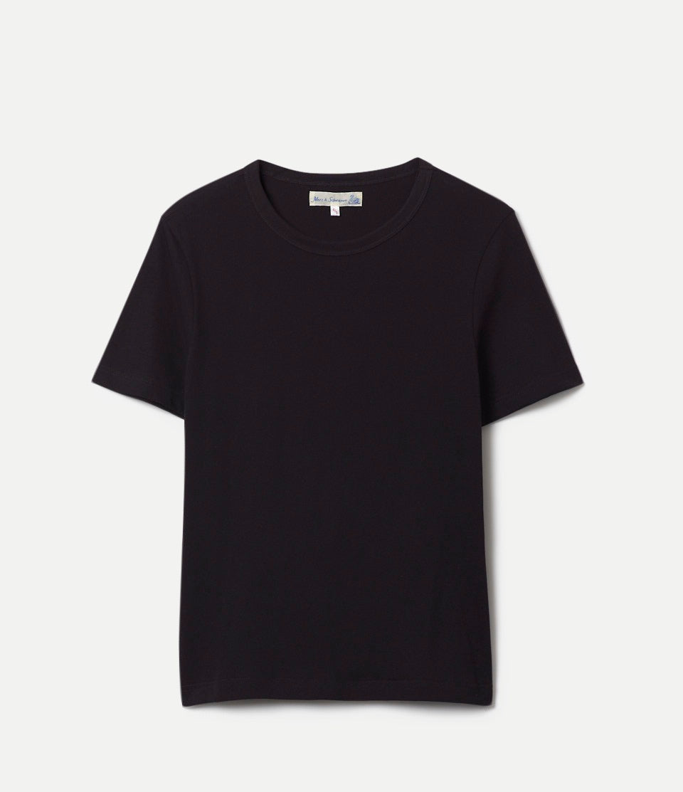Black t-shirt on a white background