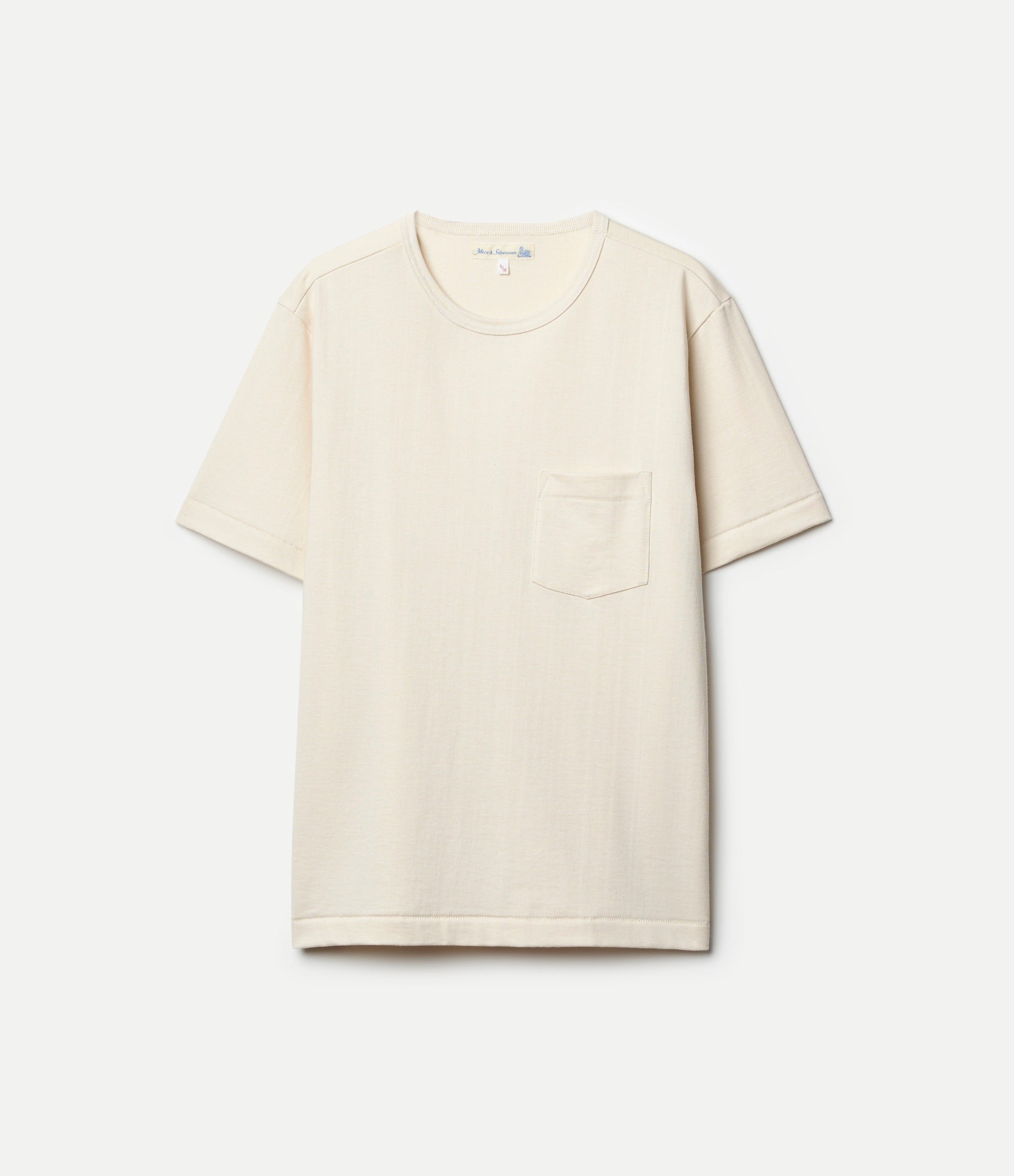 Beige t-shirt with a pocket on a white background