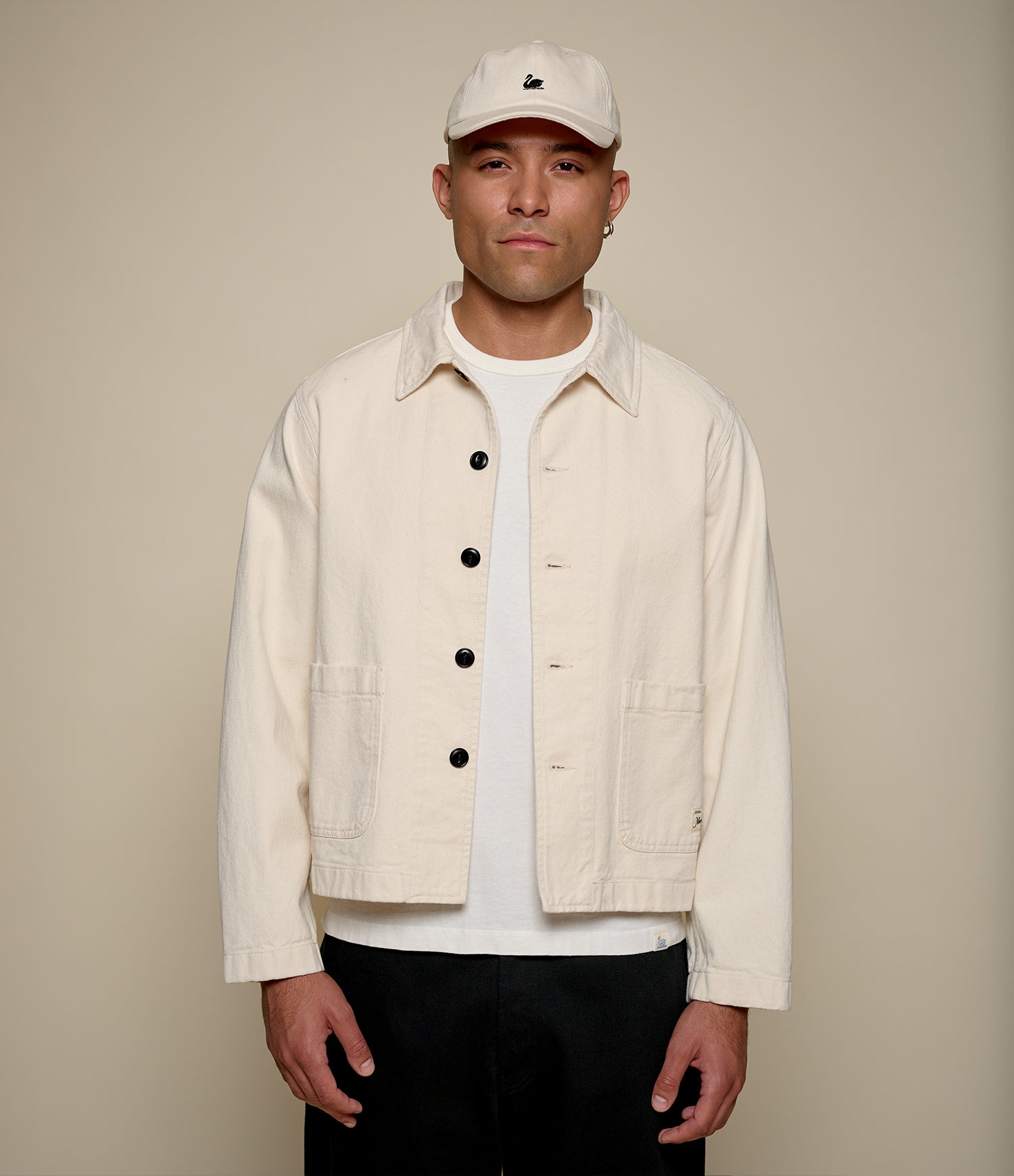 ジャケット・アウター Collarless Twill Jacket 36 Cropped Worker's Cotton Twill Jacket – Merz b. Schwanen