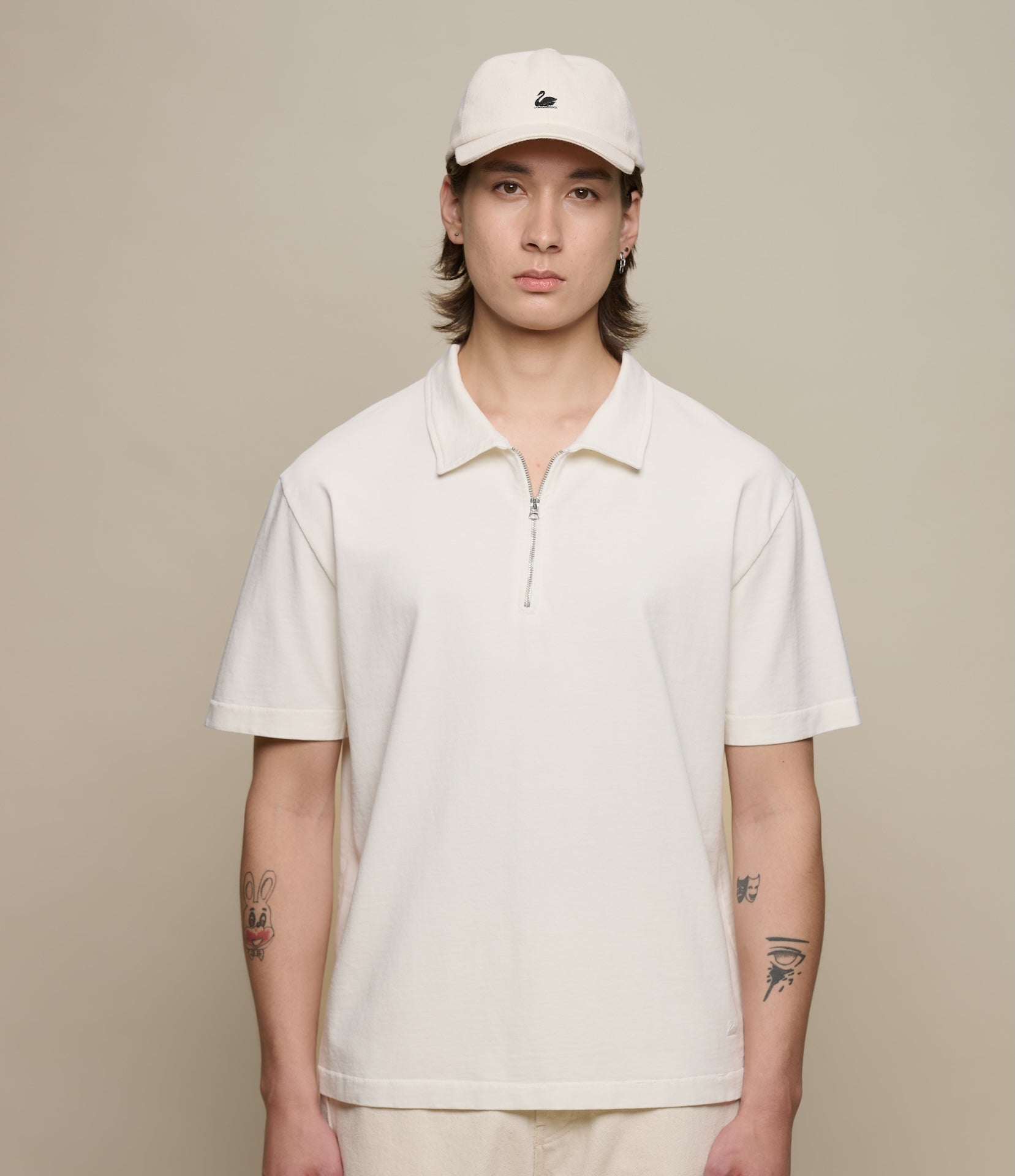 Sturdy Boxy Fit Giza Cotton-Hemp Zip T-Shirt – Merz b. Schwanen