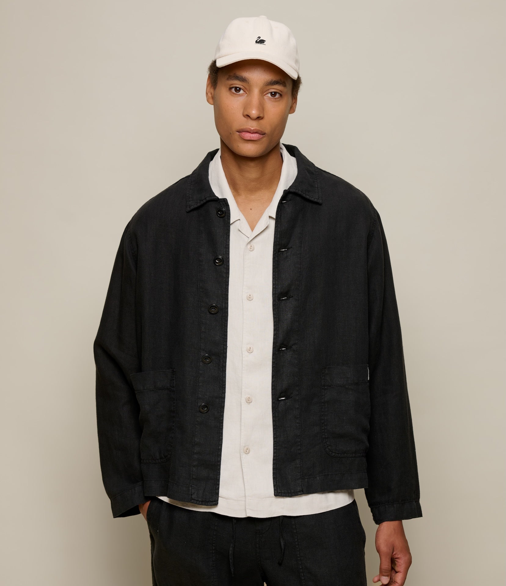 Cropped Worker's Linen Jacket – Merz b. Schwanen