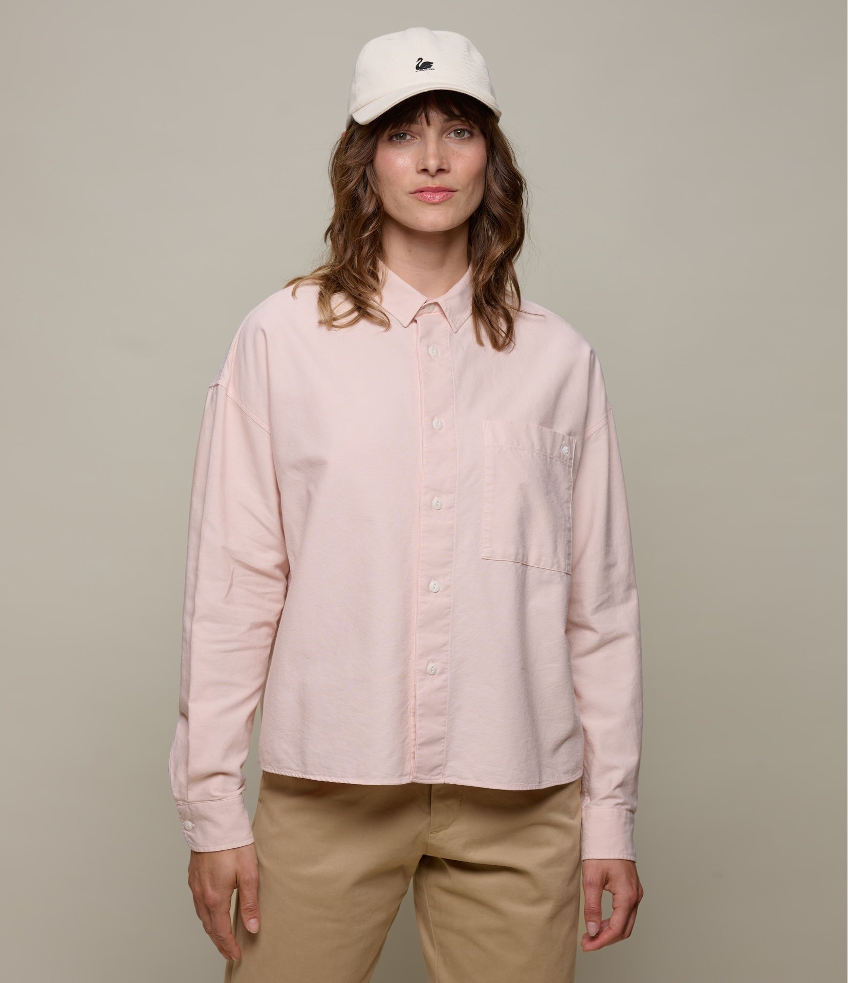 Cropped Boxy Style Cotton Oxford Long Sleeve Shirt – Merz b. Schwanen