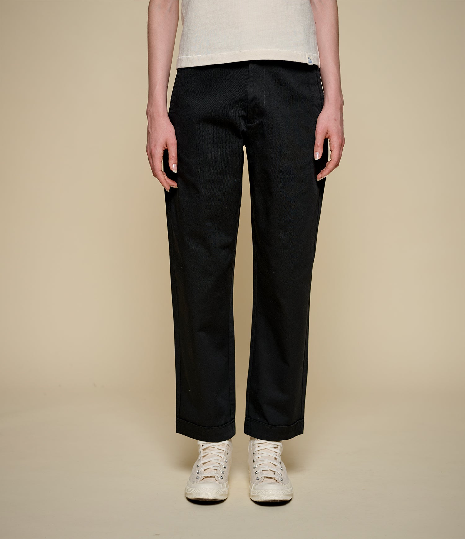 Women's Black Cotton Twill Chinos | Merz b. Schwanen