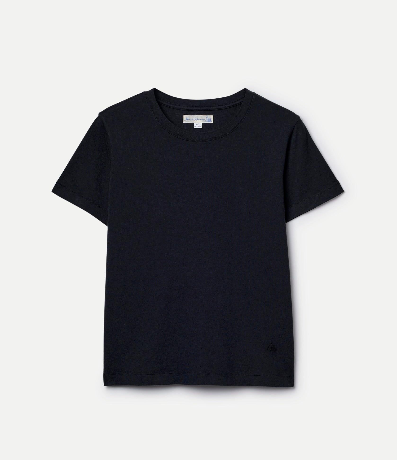 Black organic pima cotton T-shirt against neutral background