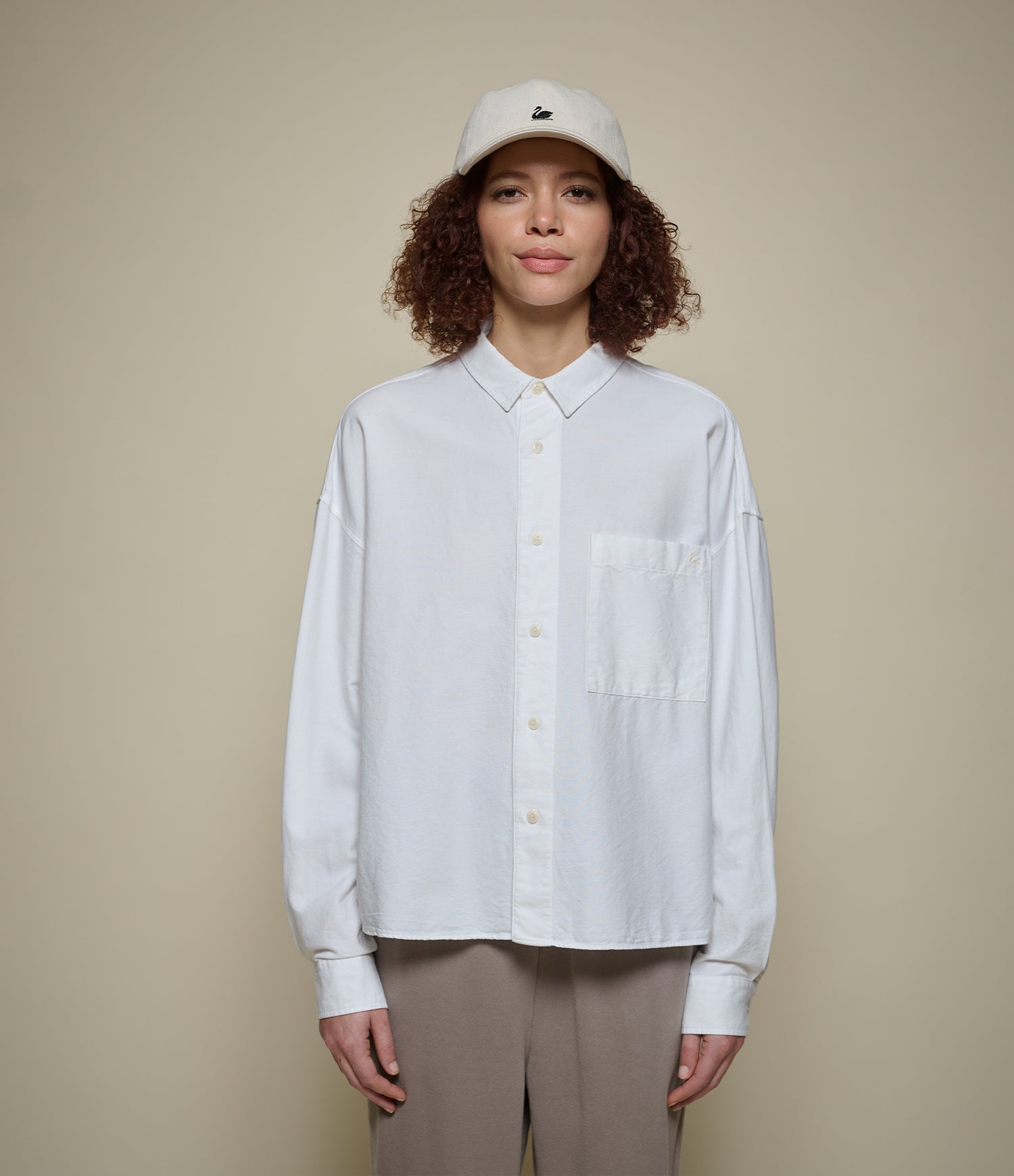 Cropped Boxy Style Cotton Oxford Long Sleeve Shirt – Merz b. Schwanen