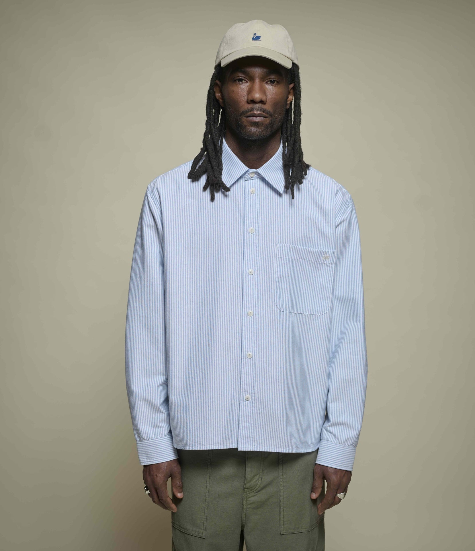 Men's Light Blue Striped Oxford Shirt | Merz b. Schwanen