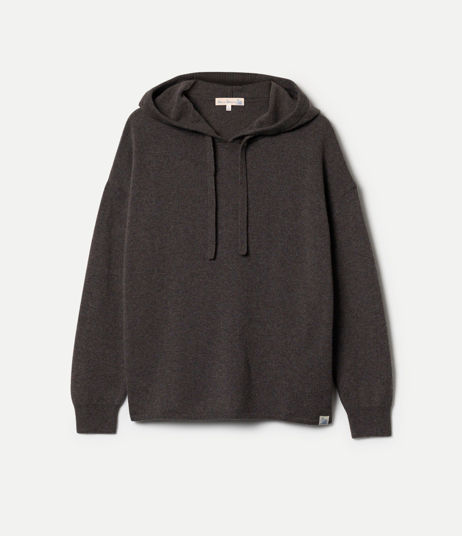 Gray knitted hoodie made of merino wool, silk and cashmere