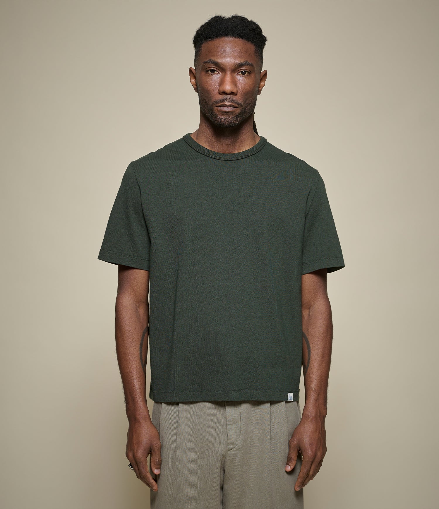 Forest Green Cropped Organic Cotton T-Shirt | Merz b. Schwanen