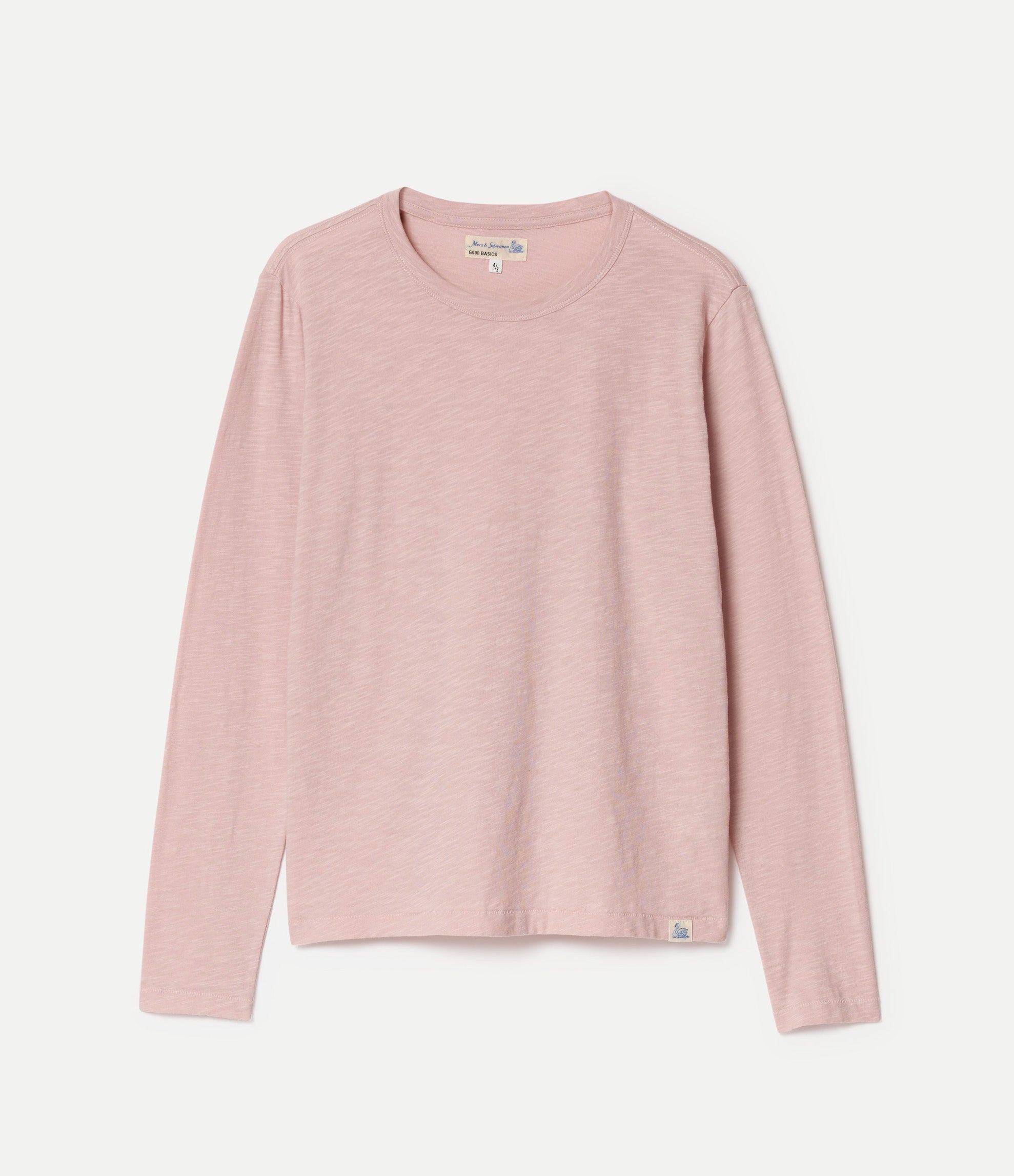 Pink long-sleeve shirt on a light gray background