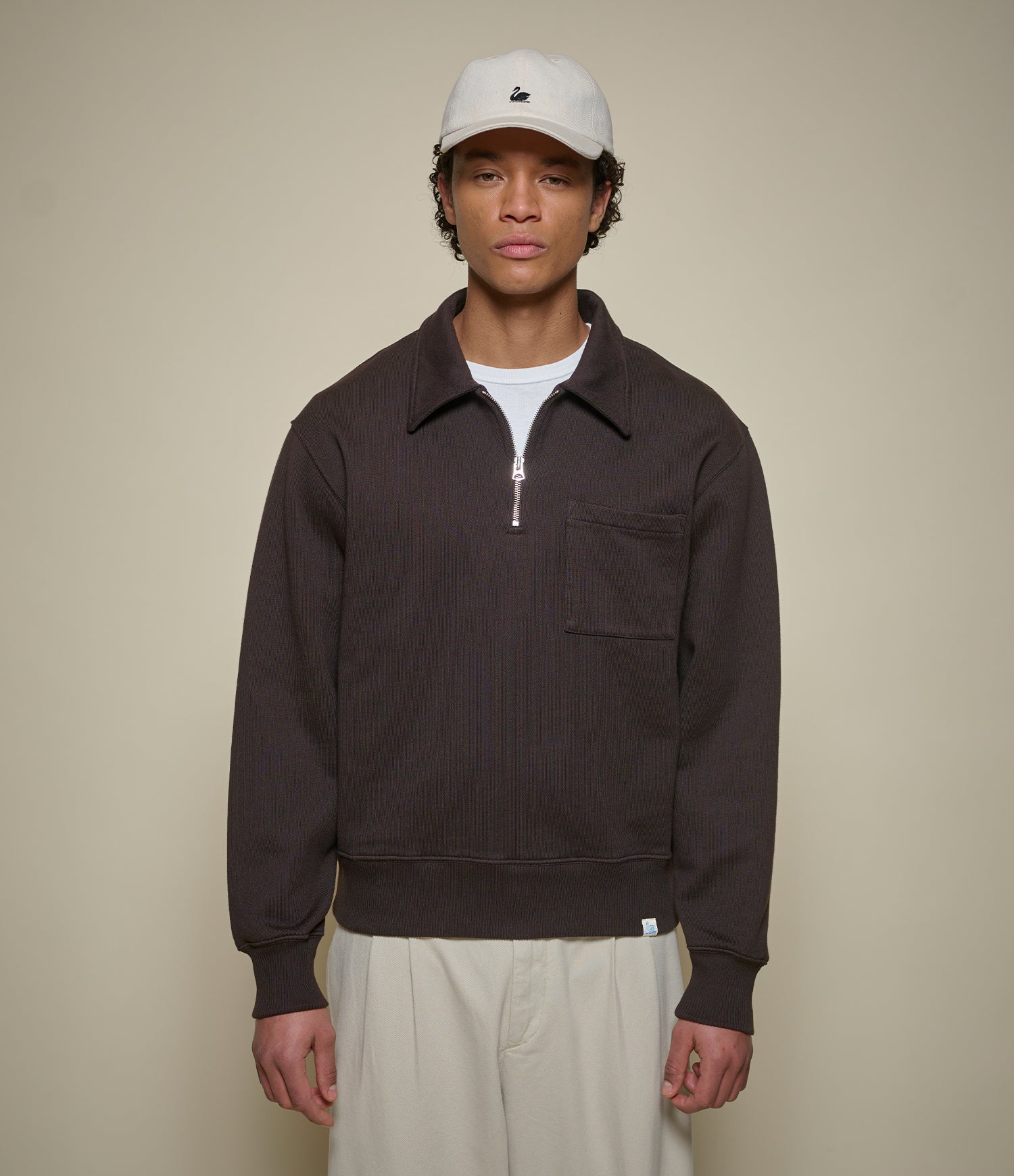 Espresso Half-Zip Fleece Sweatshirt | Merz b. Schwanen