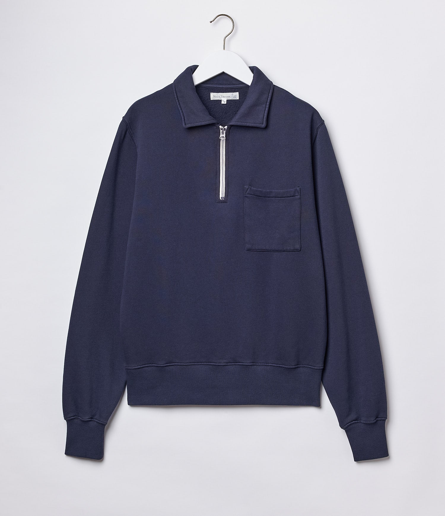 Cropped Vintage Fleece Polo Collared Half-Zip Sweatshirt