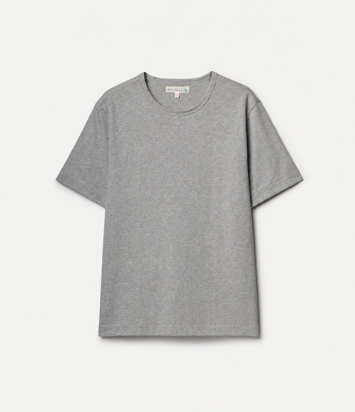 A cropped short-sleeve crewneck t-shirt in heather gray, laid flat against a clean white background.