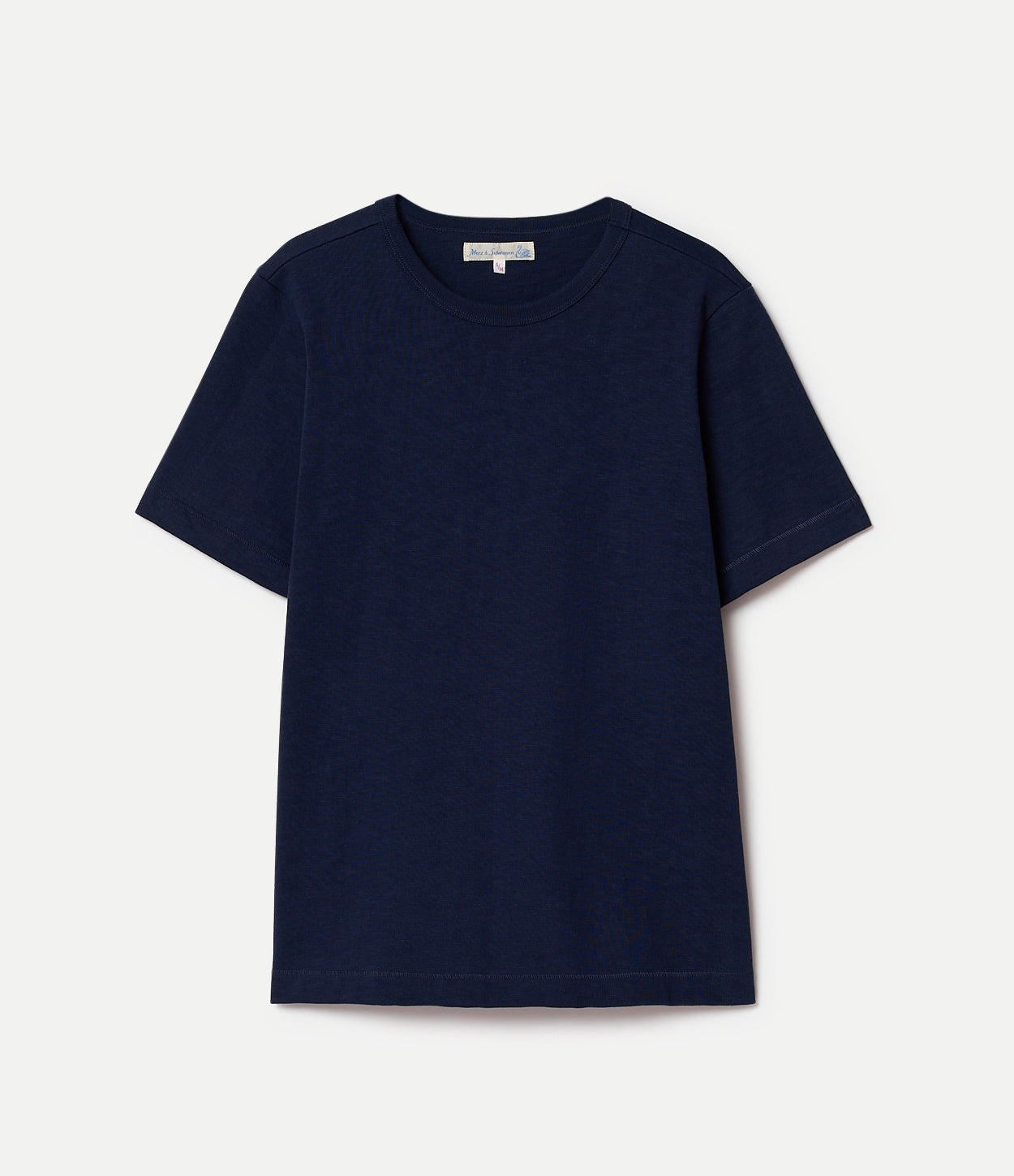 Navy blue t-shirt on a white background