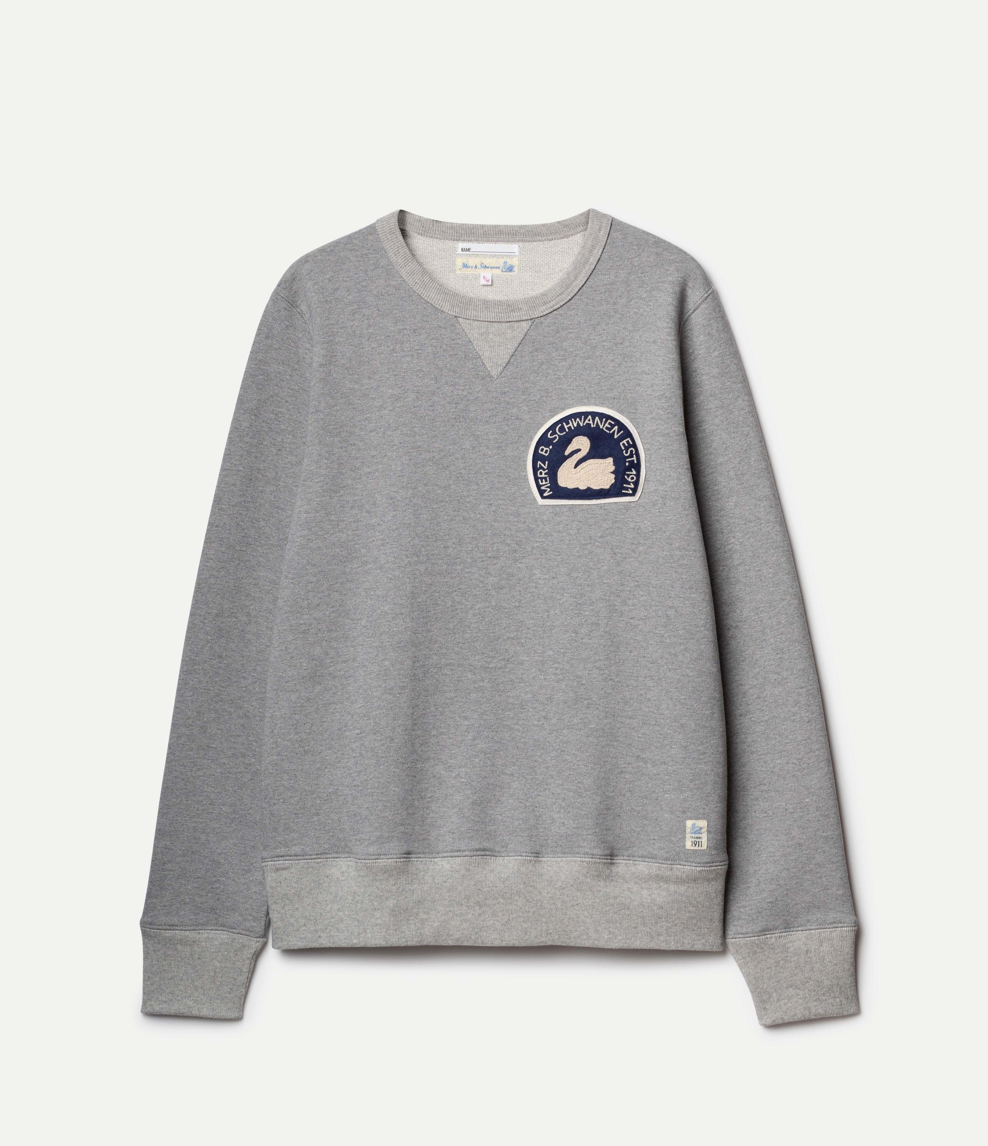 Gray sweatshirt with a logo on a white background