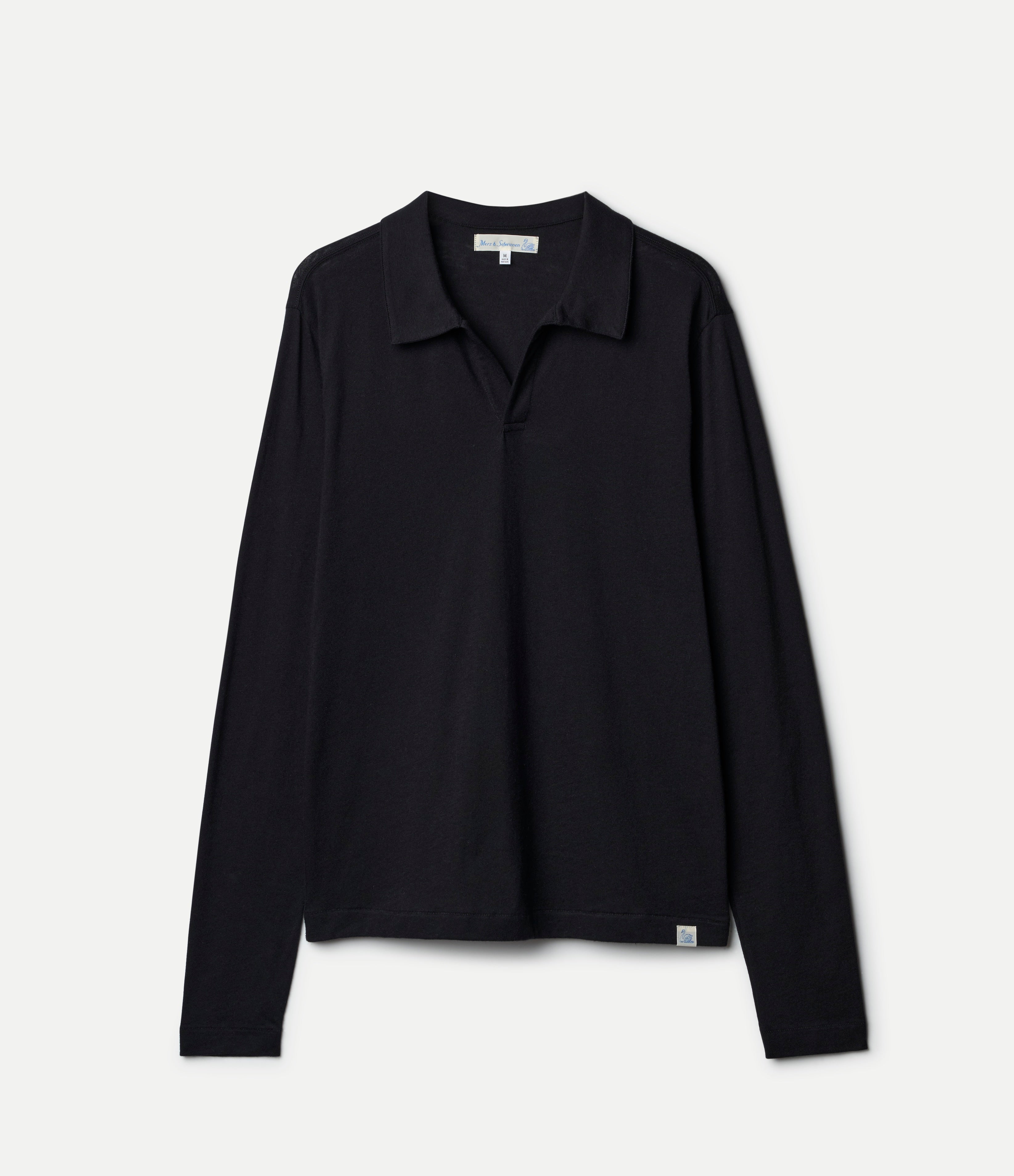 Black long-sleeve shirt on a white background