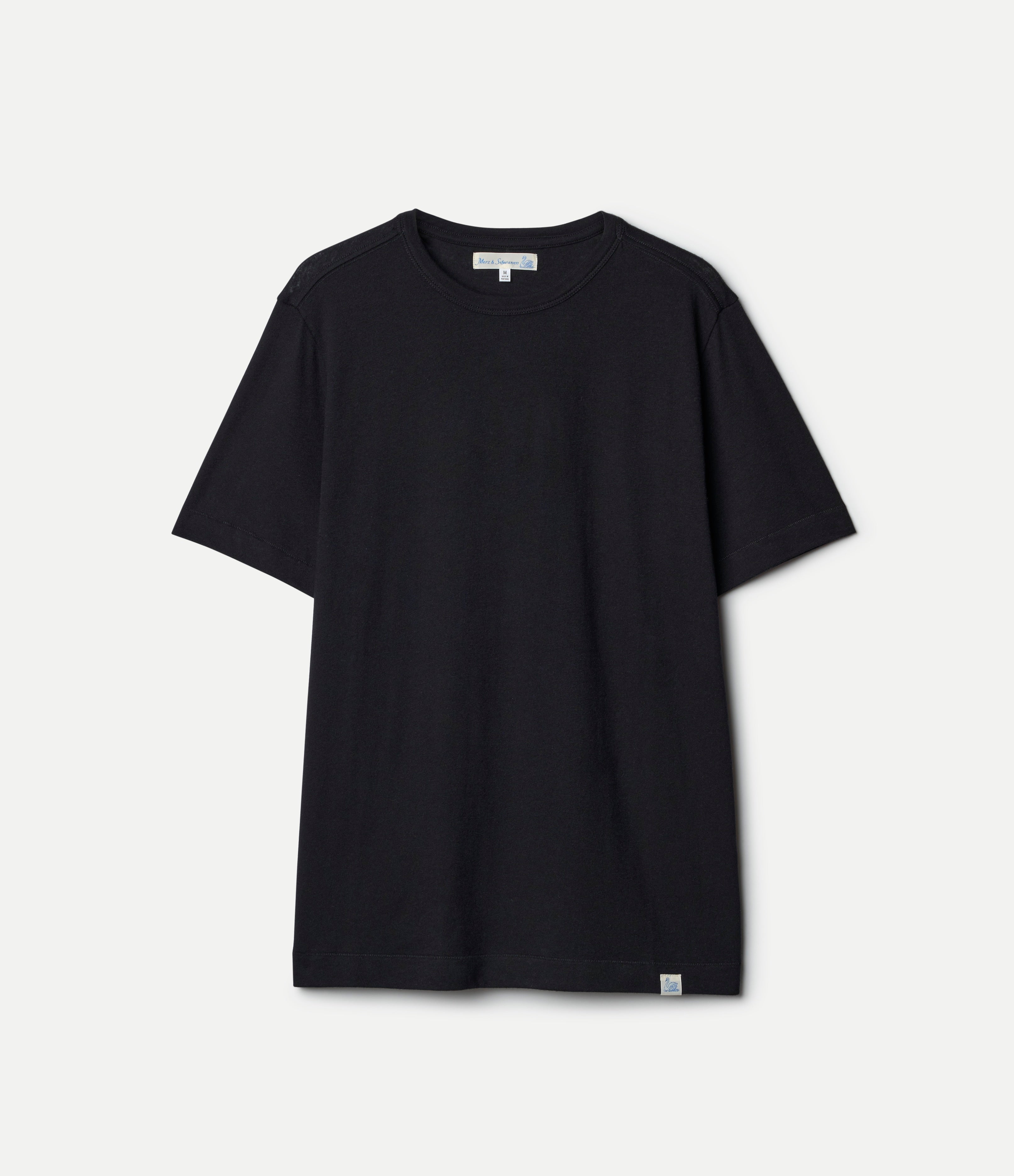Black cashmere T-shirt against neutral background
