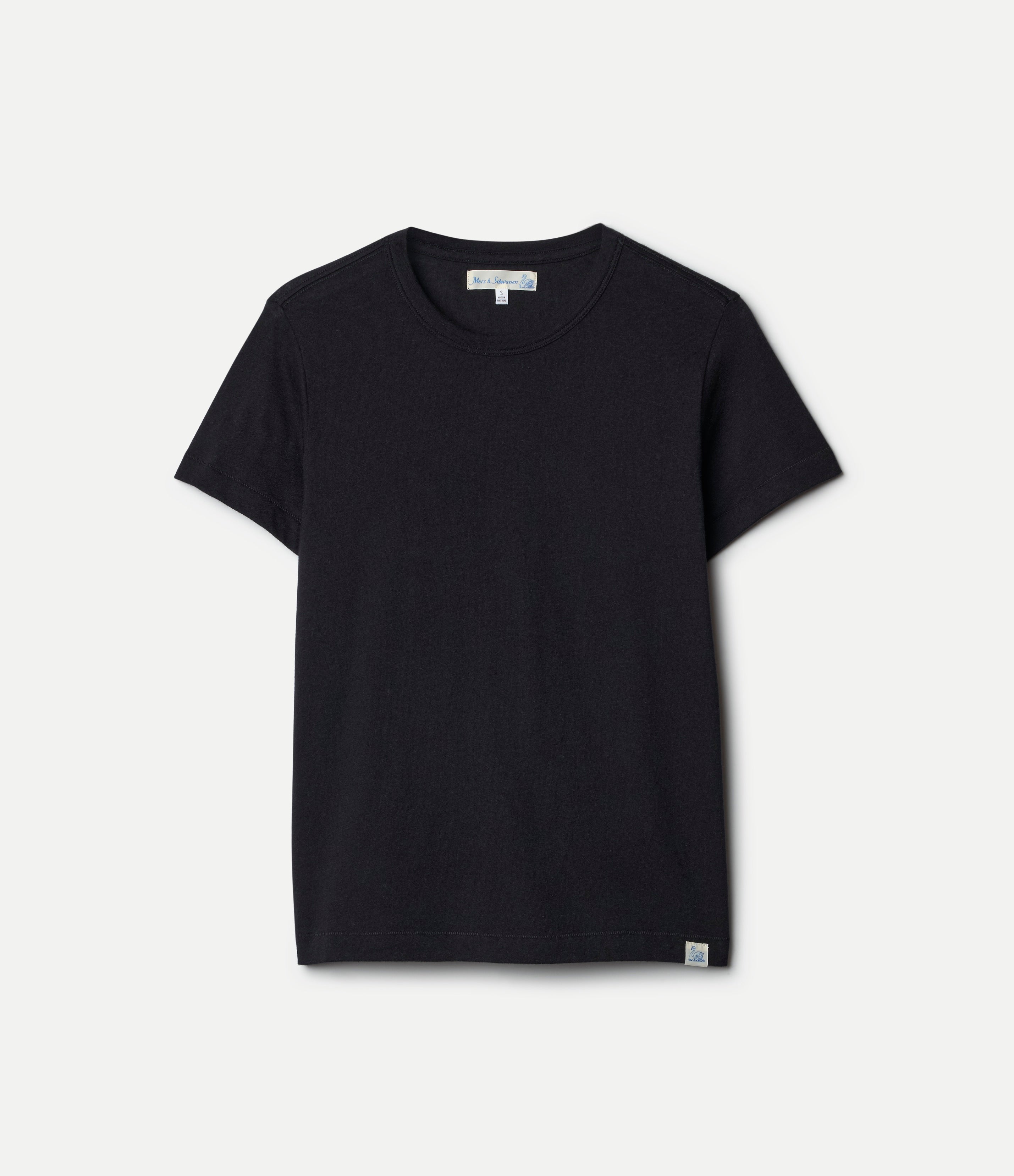 Black cashmere t-shirt on a white background
