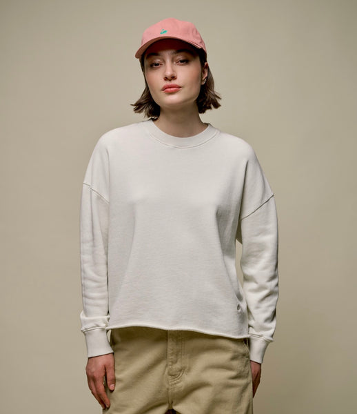 Retro Fleece Sweatshirt With Open Edge On Hem – Merz b. Schwanen