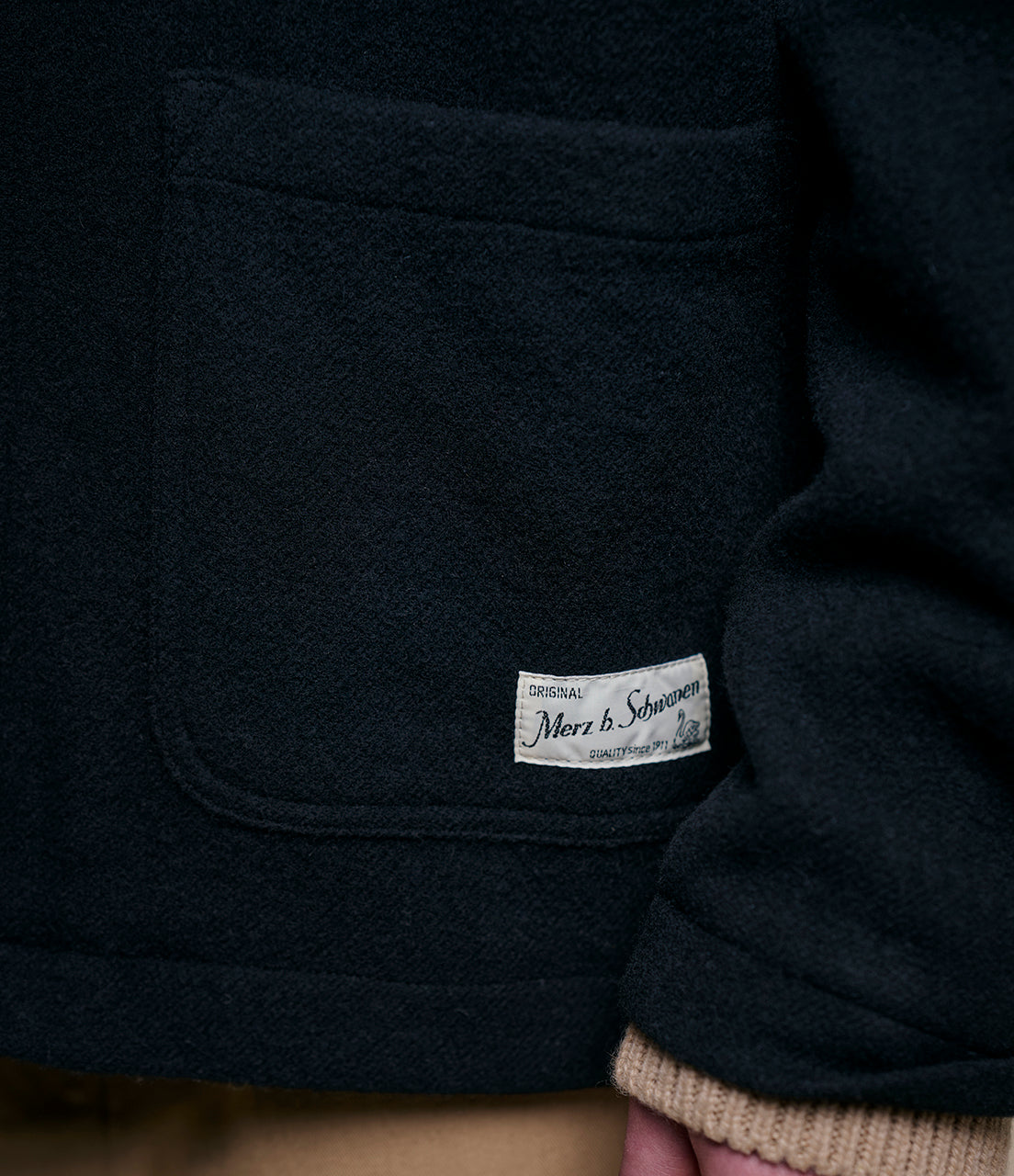 Black Burel Wool Worker Jacket | Merz b. Schwanen