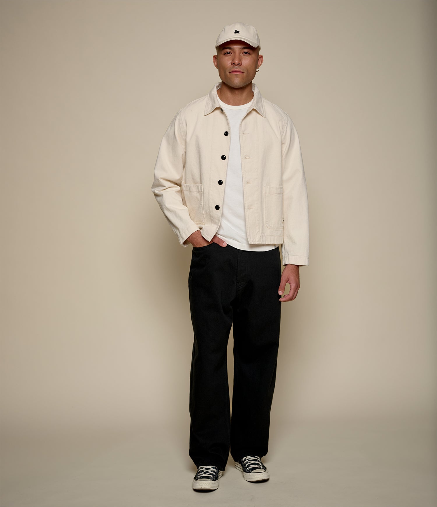 Cropped Worker's Cotton Twill Jacket – Merz b. Schwanen