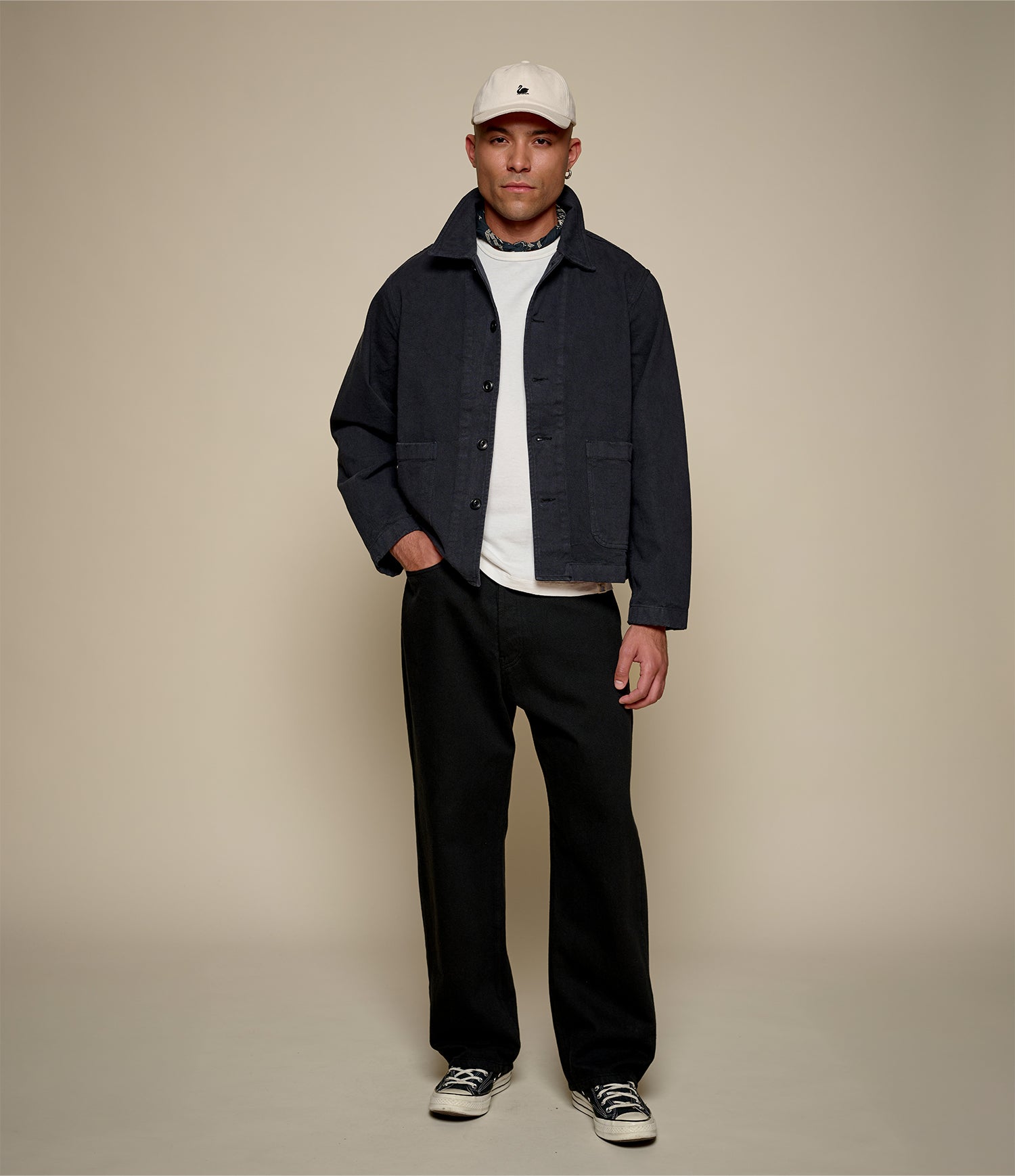 Cropped Worker's Cotton Twill Jacket – Merz b. Schwanen