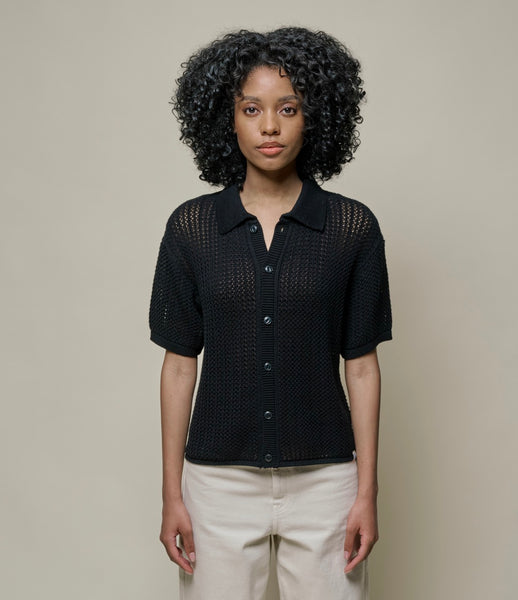 Vince Crochet-Knit Cotton Button-Front Shirt | Saks Fifth Avenue