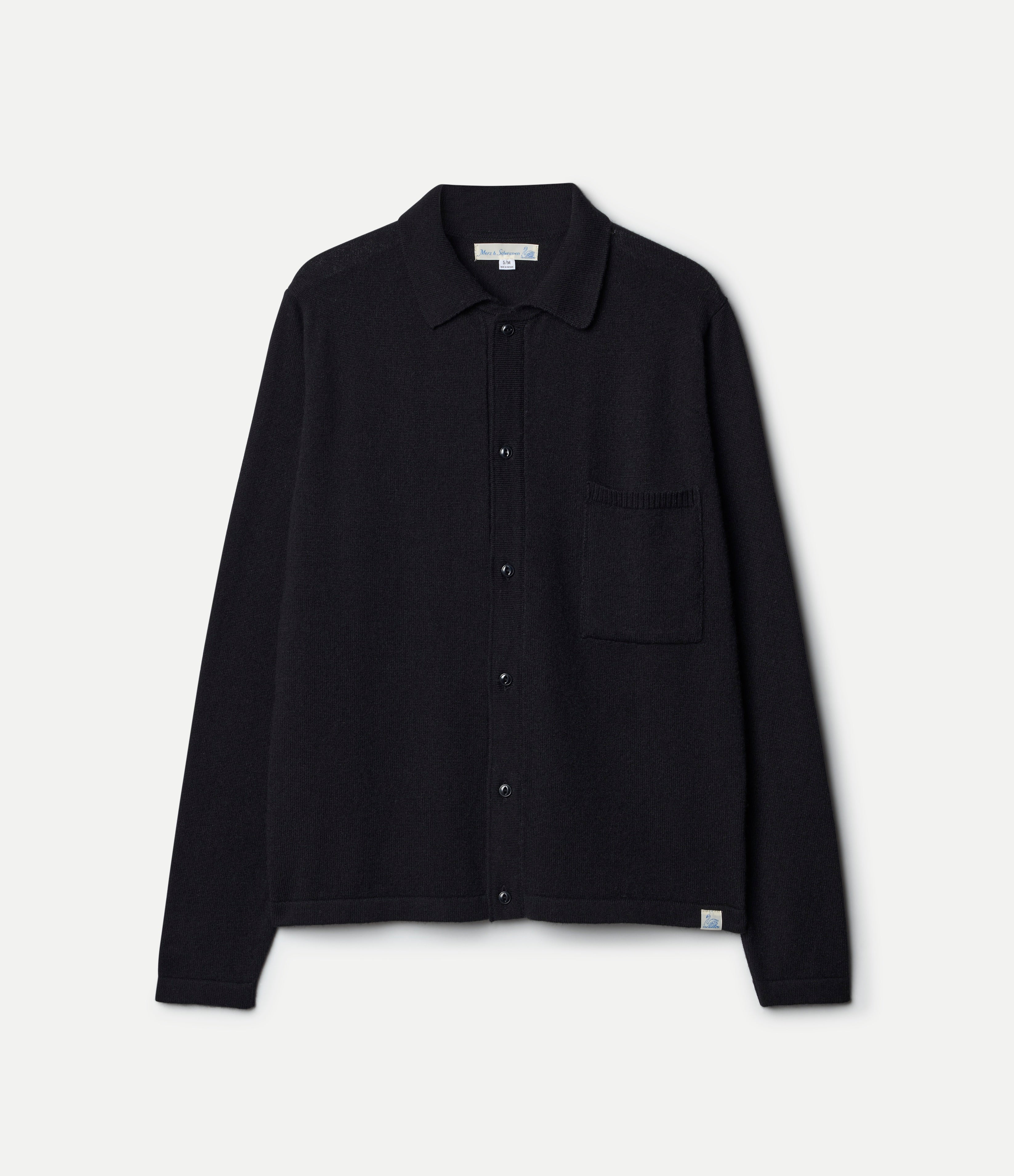 Black Merino Wool Knitted Shirt | Merz b. Schwanen