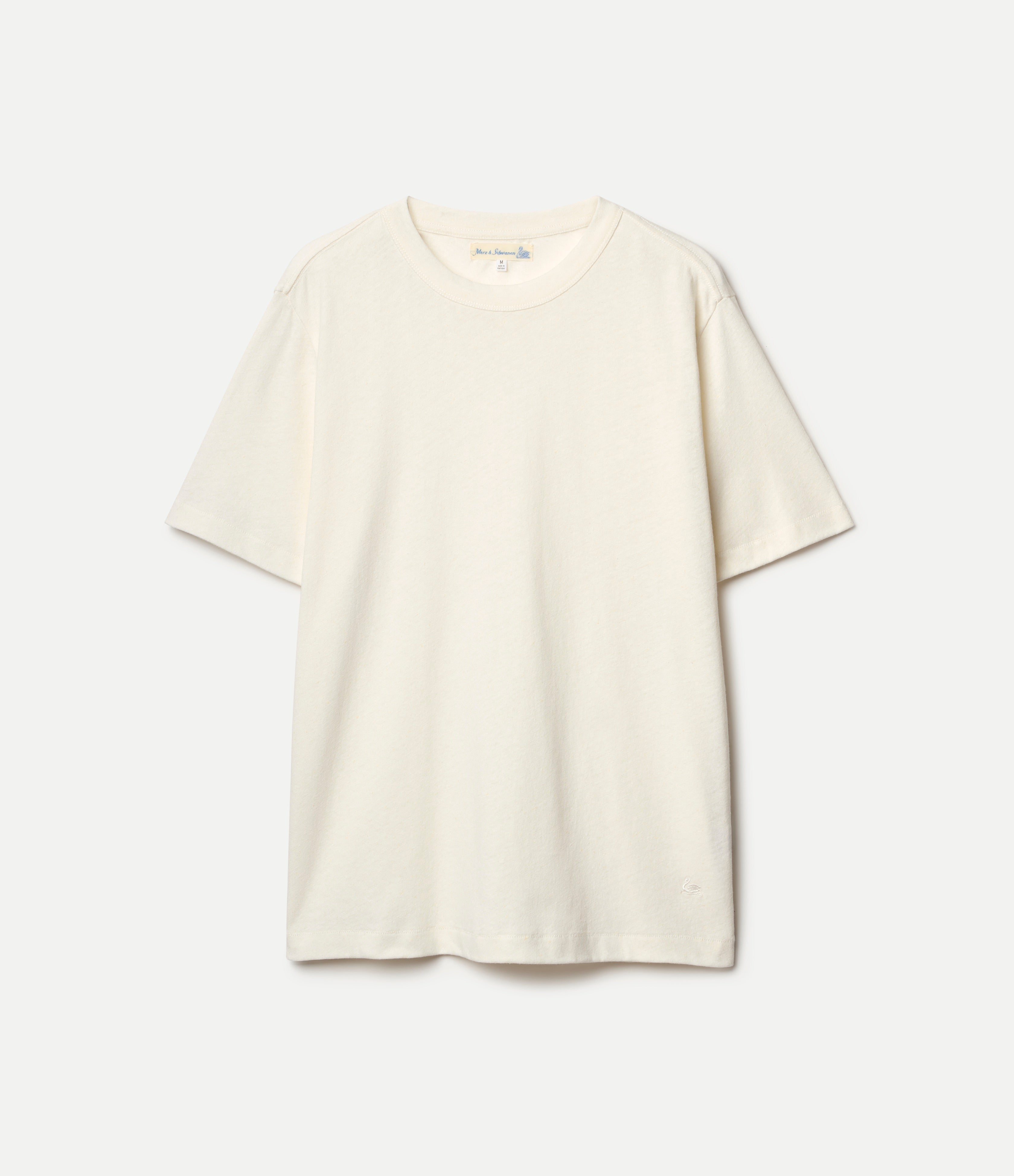 White linen t-shirt on a white background