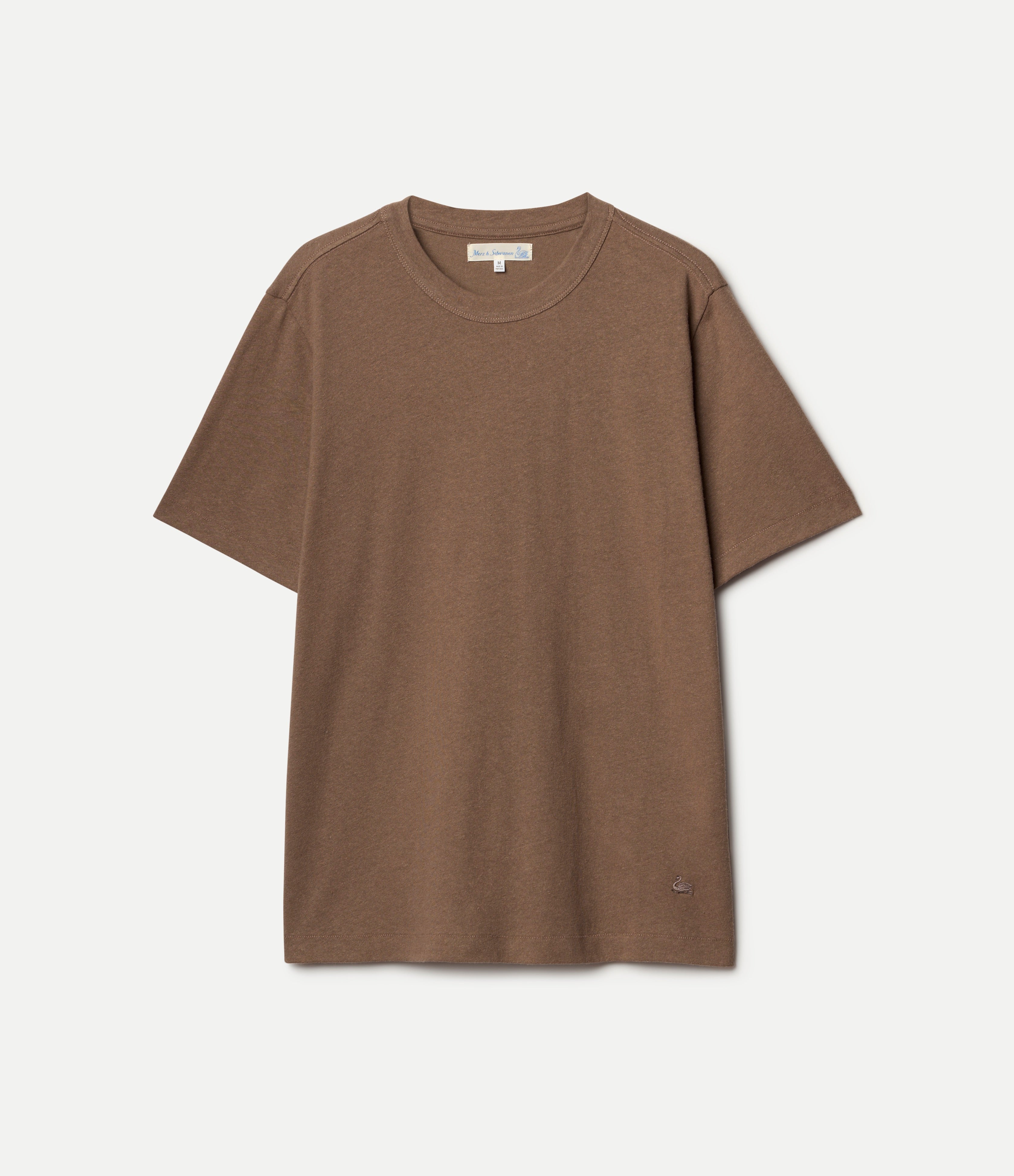 Linen-Cotton Relaxed Fit T-Shirt With Side Slit – Merz b. Schwanen