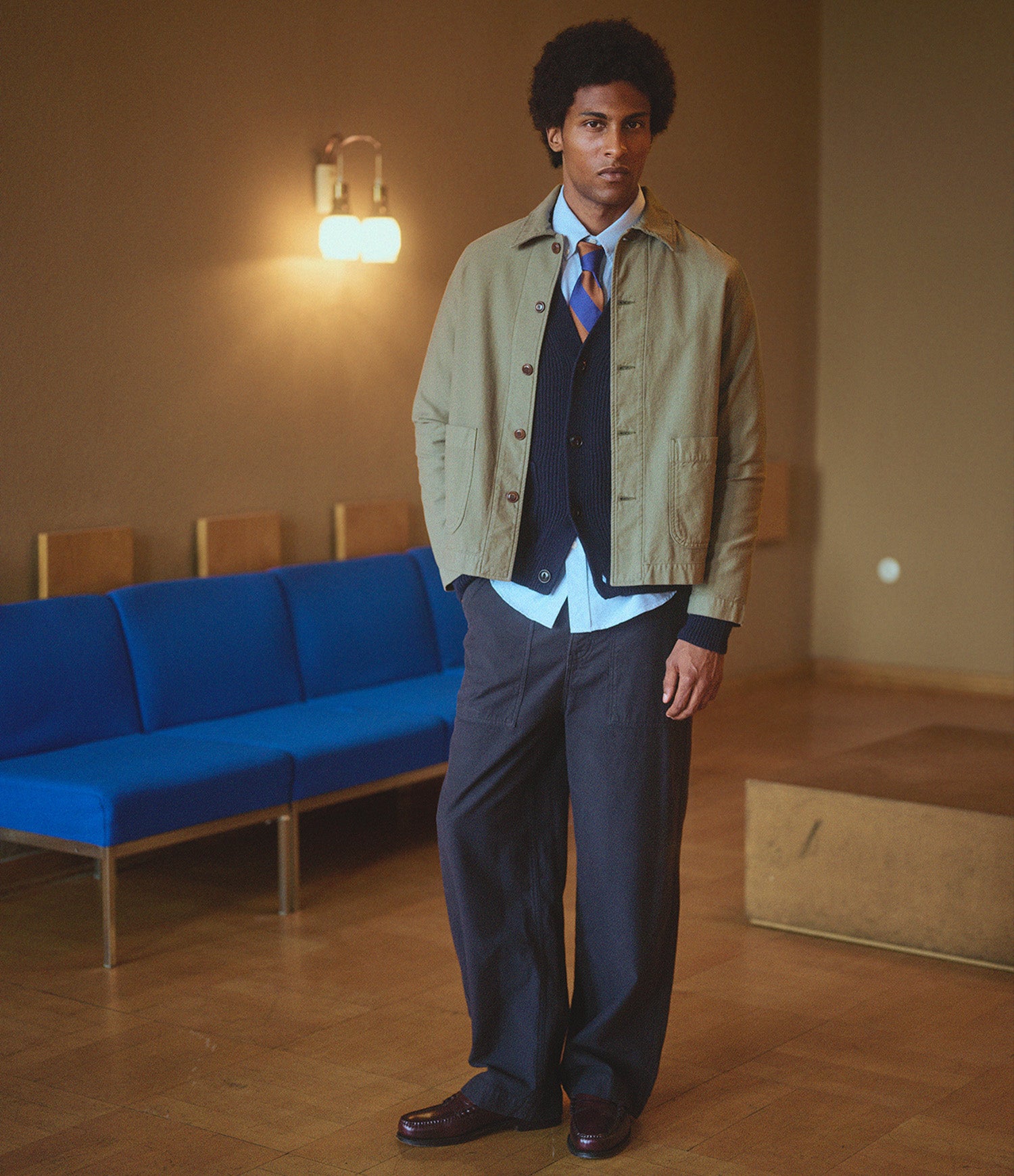 Dusted Khaki Cropped Canvas Jacket | Merz b. Schwanen