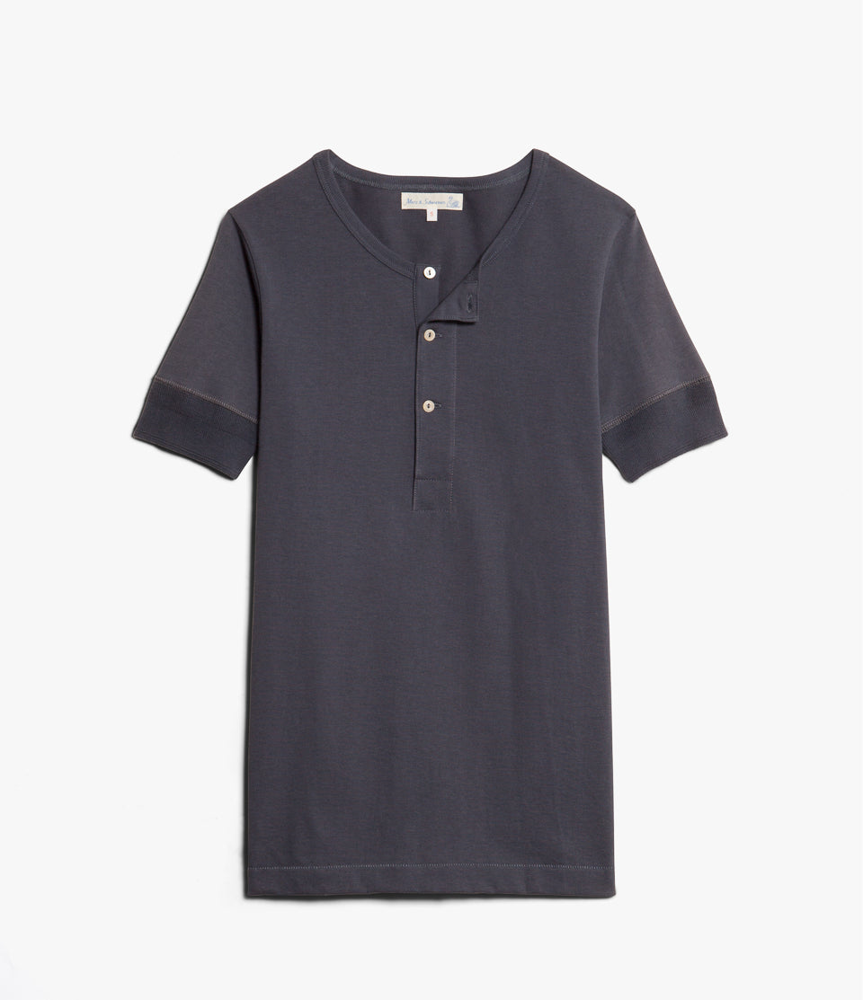Merz b. Schwanen 207 Loopwheeled Classic Fit Midweight Short Sleeve Henley