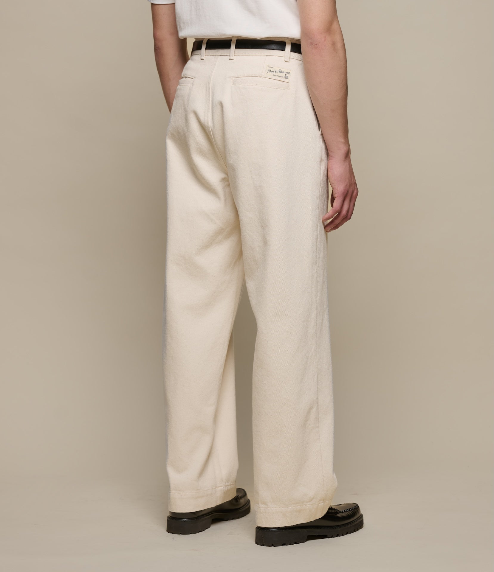 夏　　. BRUSHED CHINO COTTON 2024年　チノパン 1940s Cotton Twill High Rise Wide Leg Chino – Merz b. Schwanen