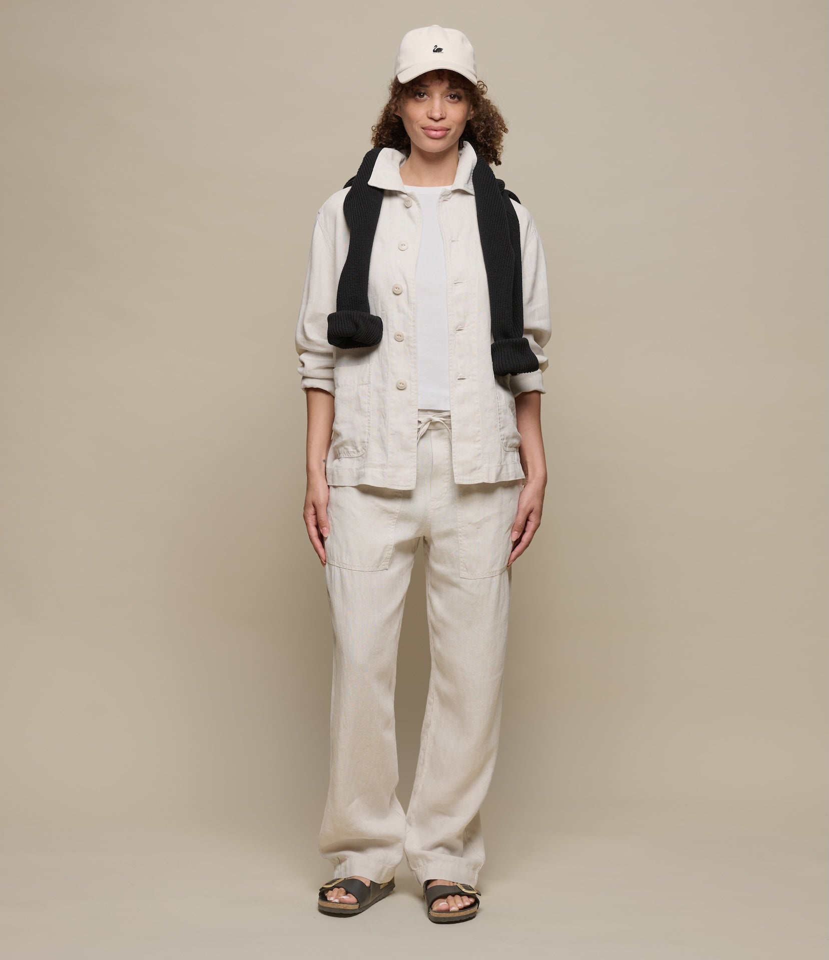 <極美品>今期26SS ATON COTTON LINEN JACKET rennes — Aton | No Collar Jacket in Linen