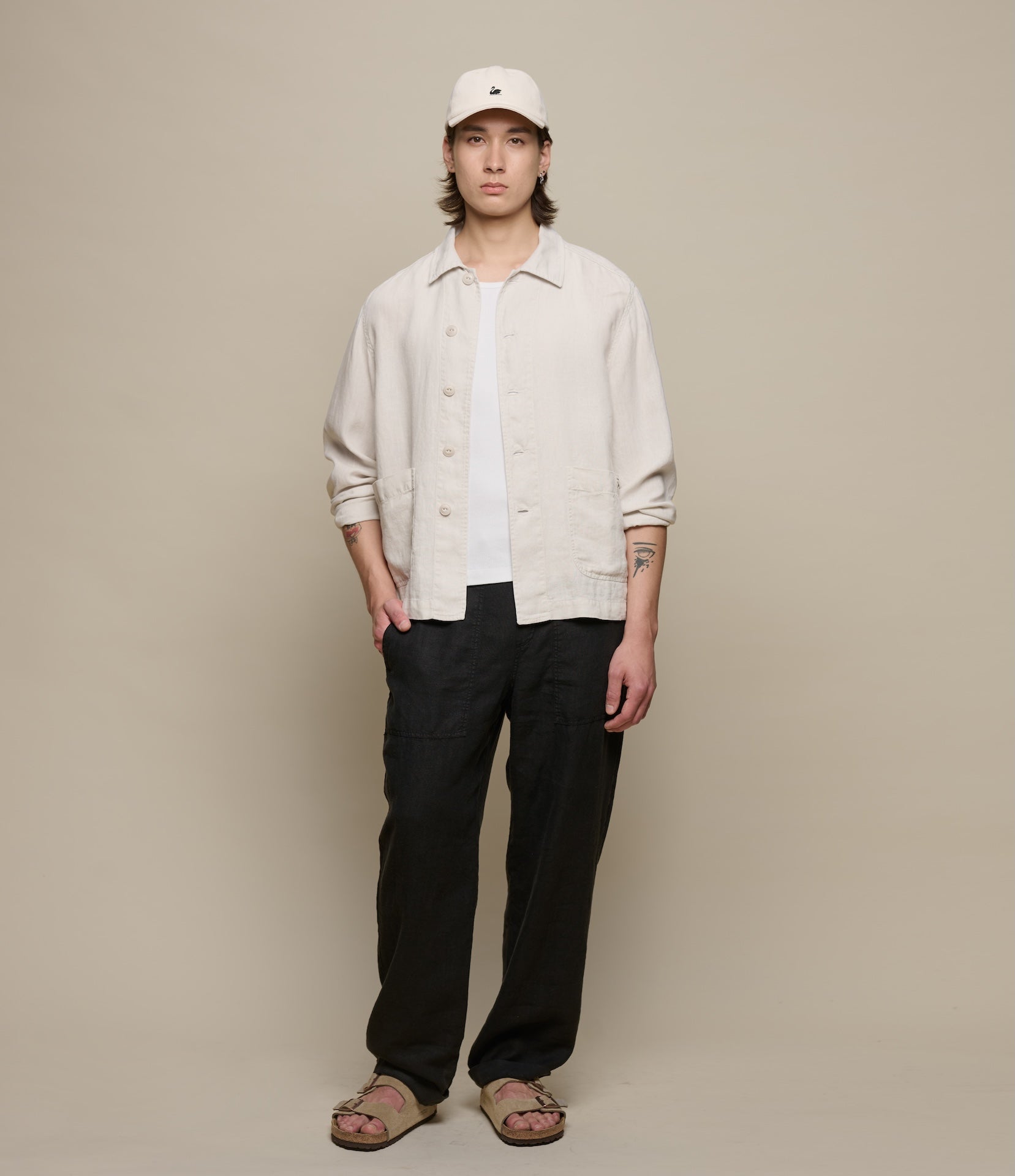 Cropped Worker's Linen Jacket – Merz b. Schwanen