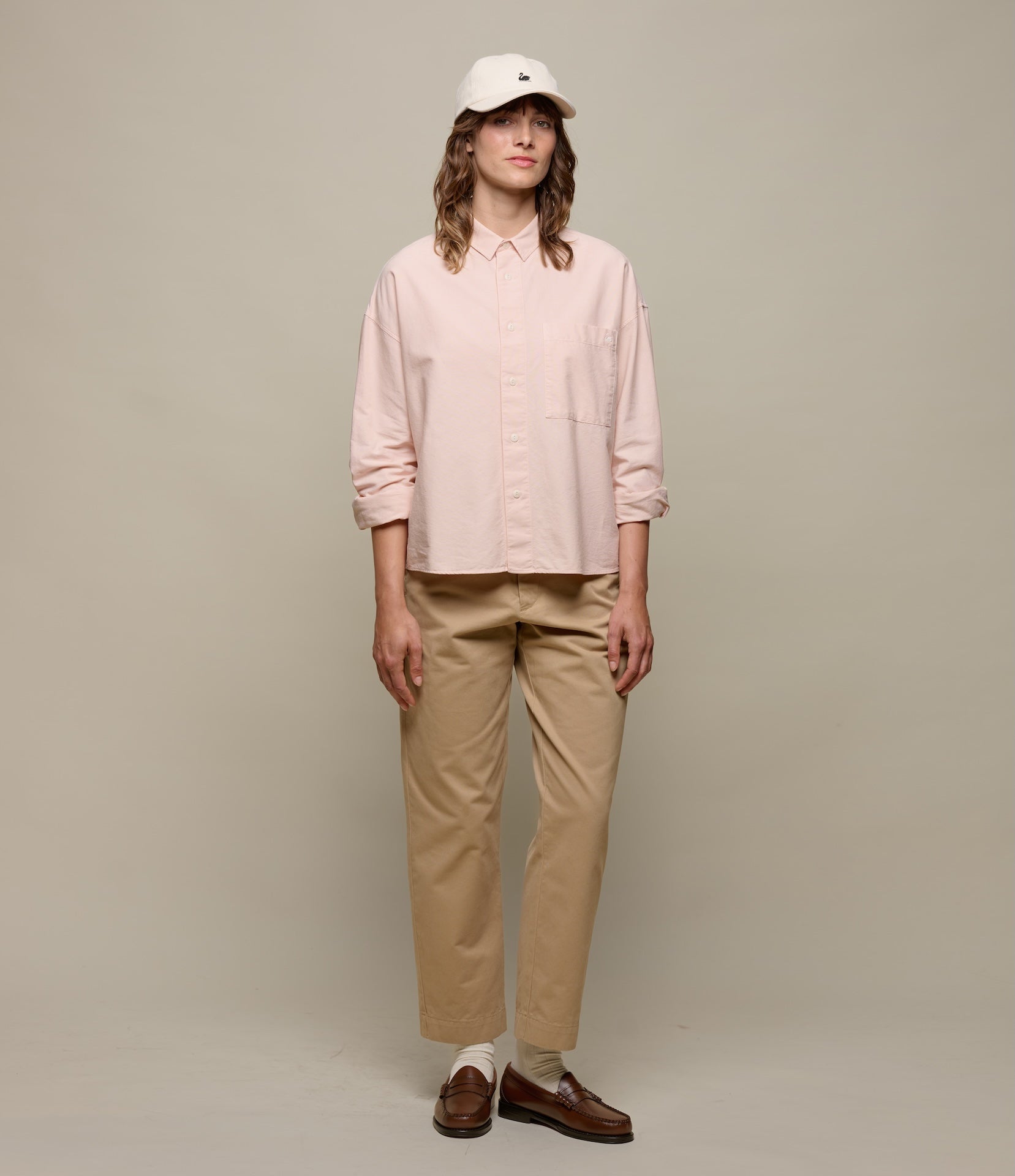 Women's Shell Pink Cropped Oxford Shirt | Merz b. Schwanen