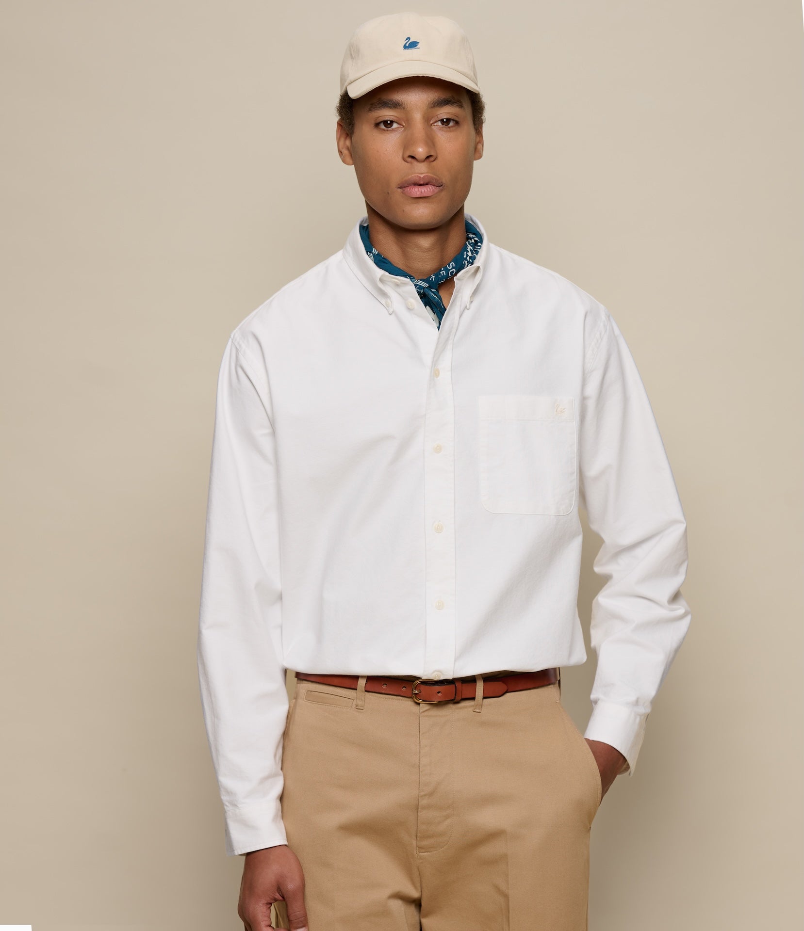 Men's White Button-Down Oxford Shirt | Merz b. Schwanen