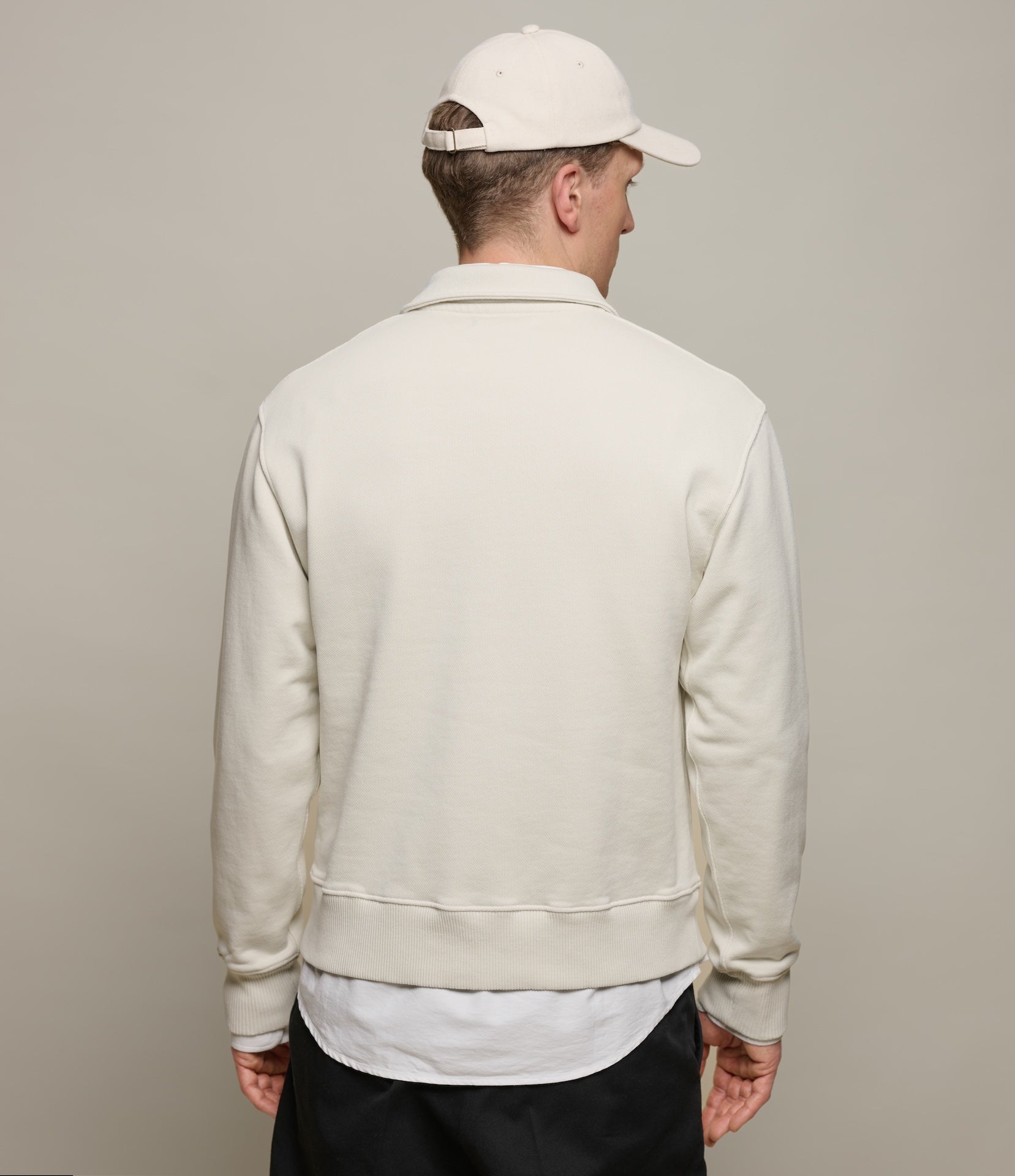 Authentic Fleece Polo Collared Half-Zip Cotton Sweatshirt – Merz b