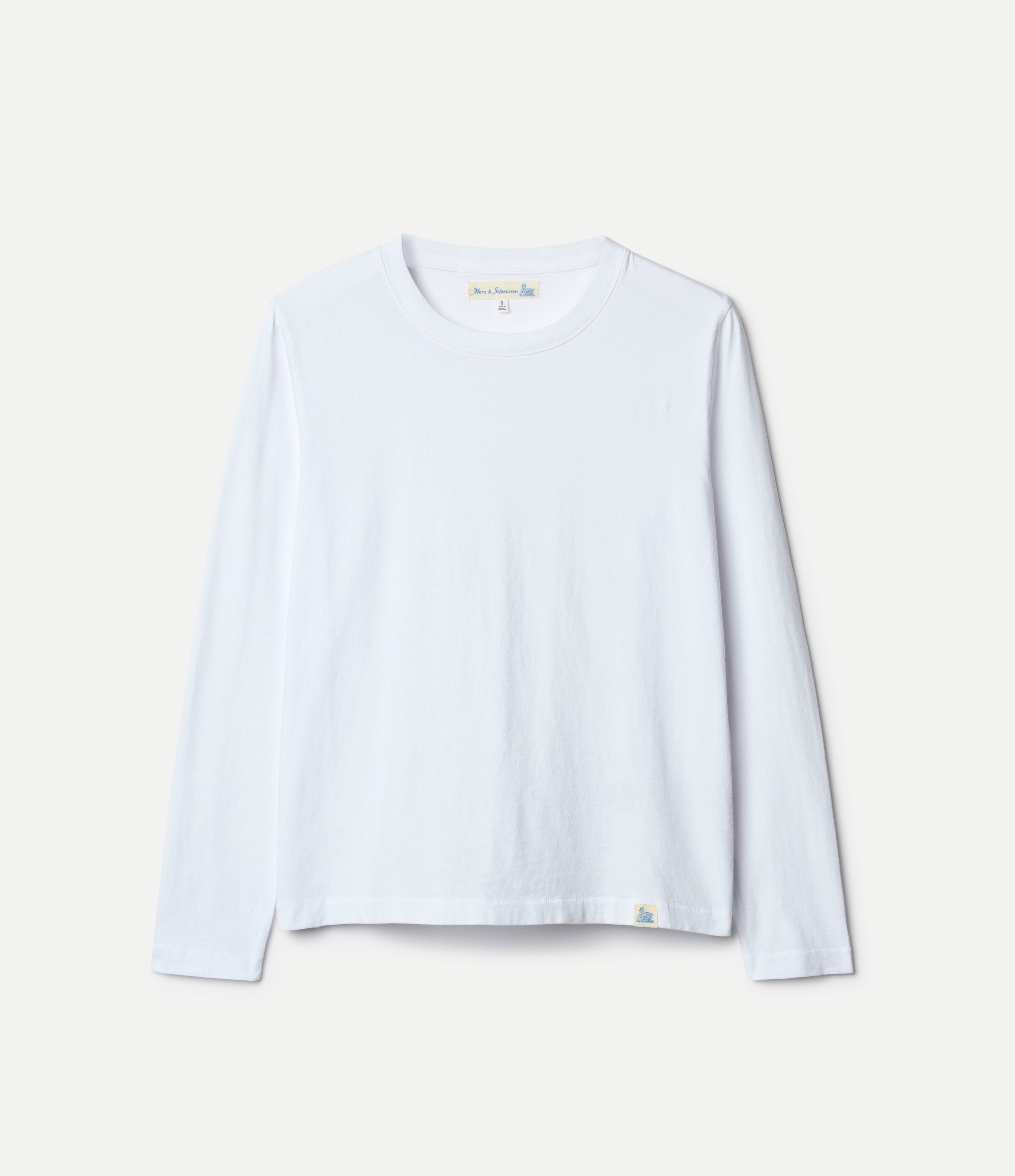 White long-sleeve shirt on a light gray background