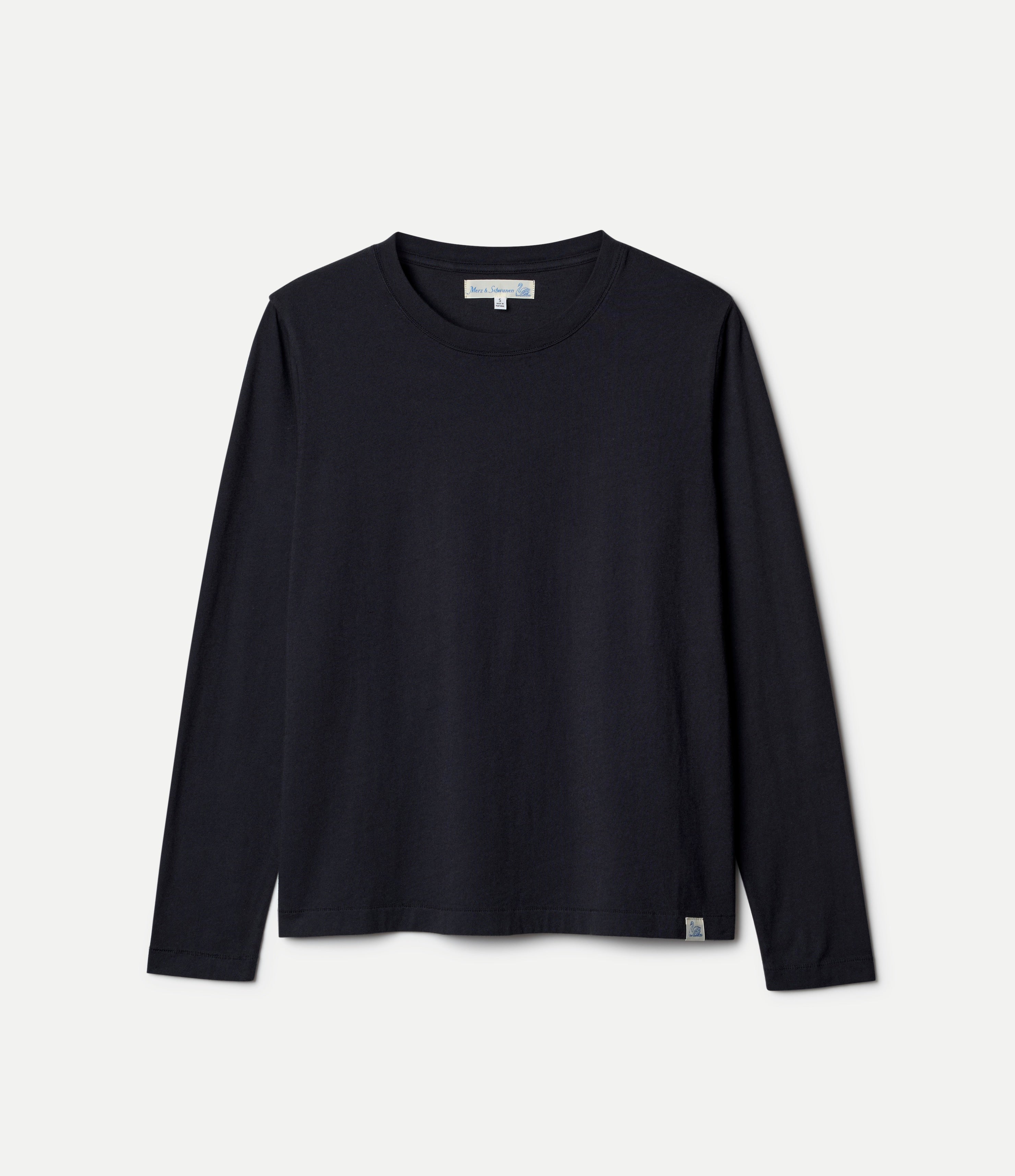Black long-sleeve shirt against neutral background