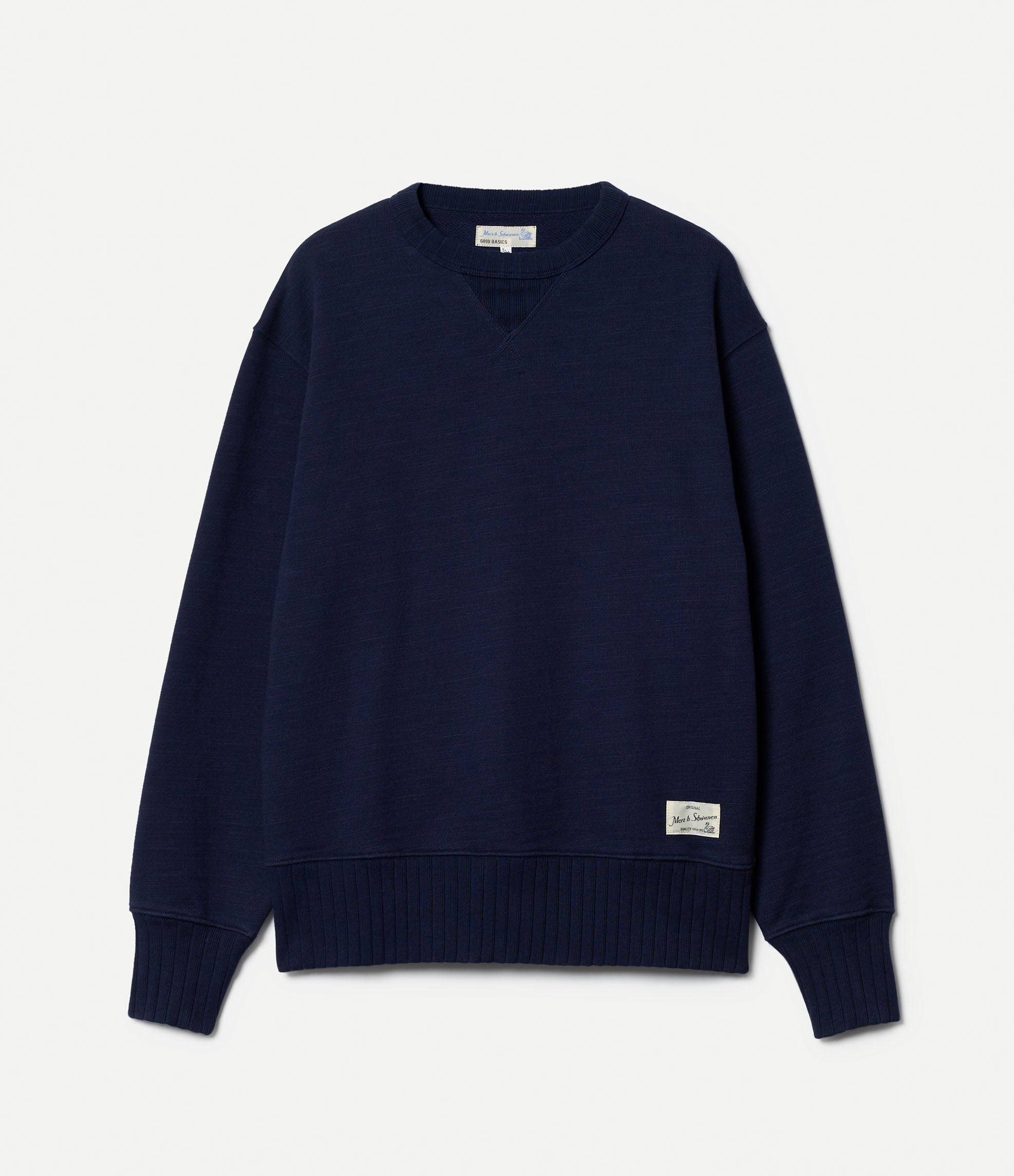 Navy blue rugged fleece sweatshirt against neutral background
