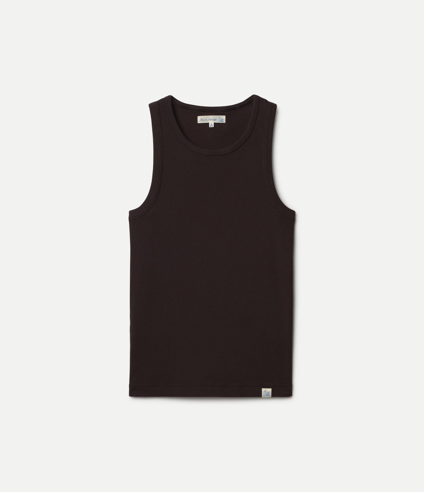 Brown ribbed tank top on a white background