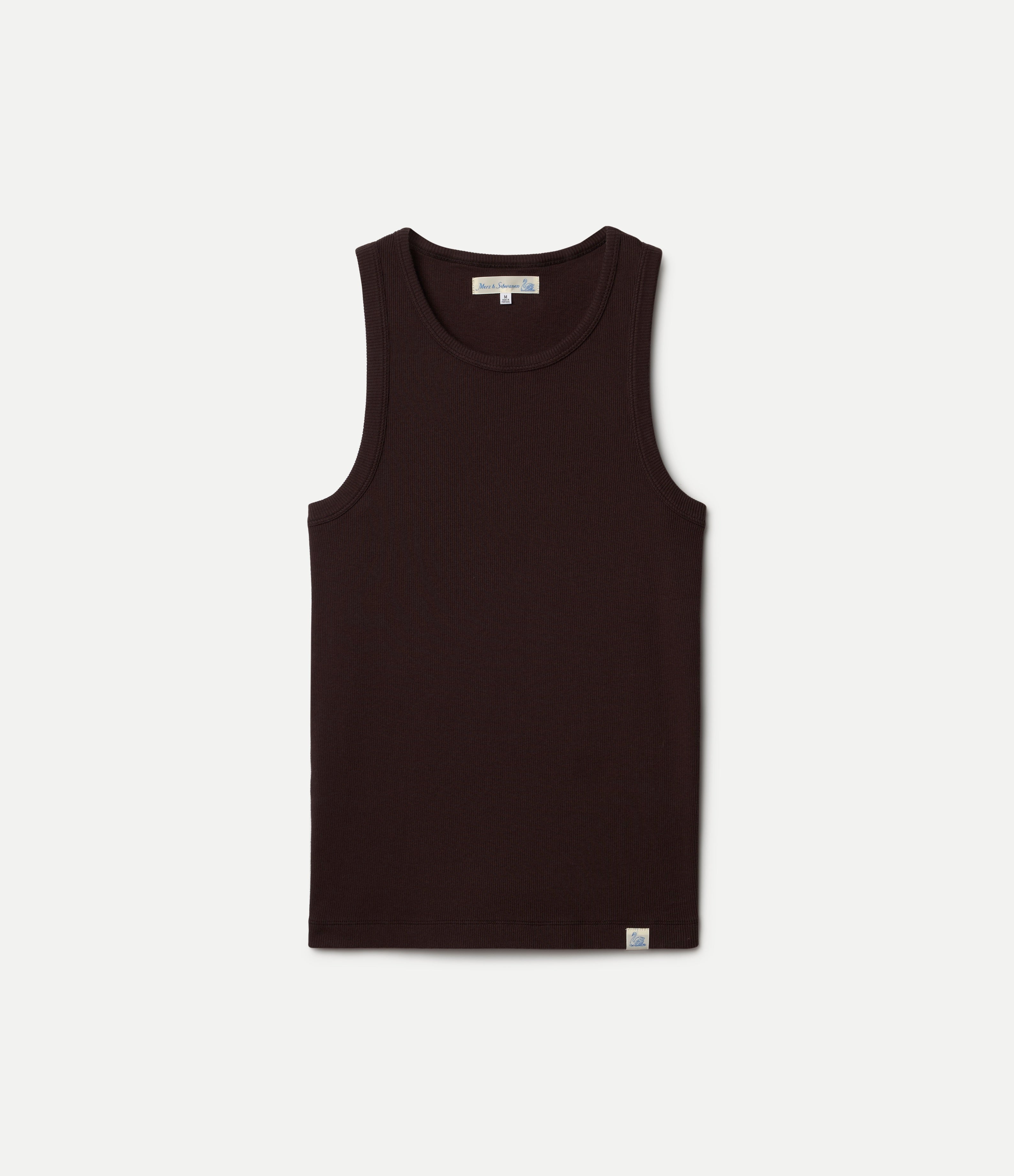 Brown ribbed tank top on a white background