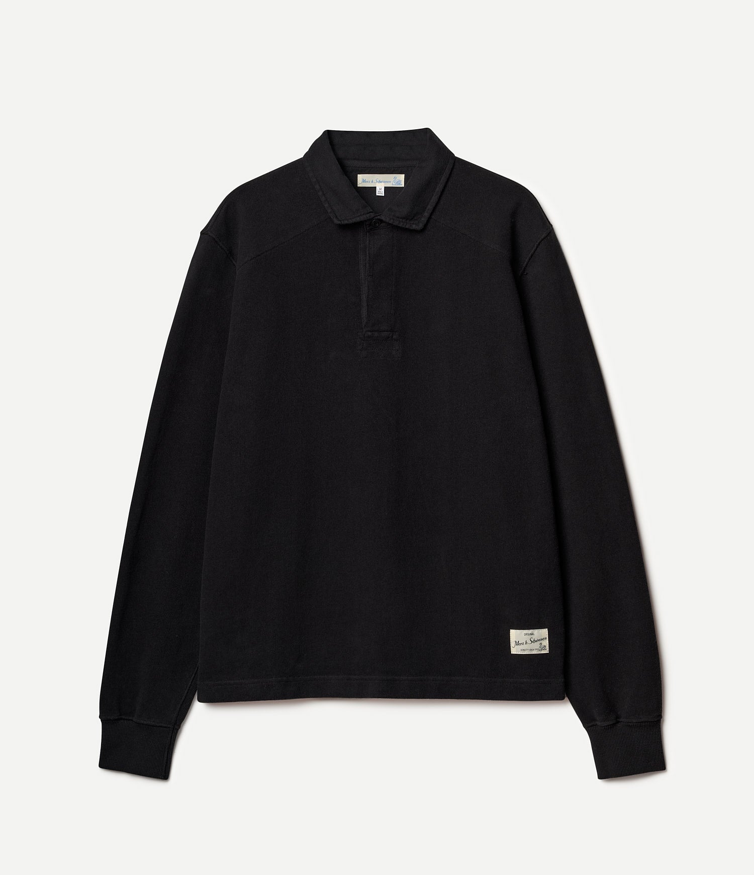Black rugby shirt on a white background