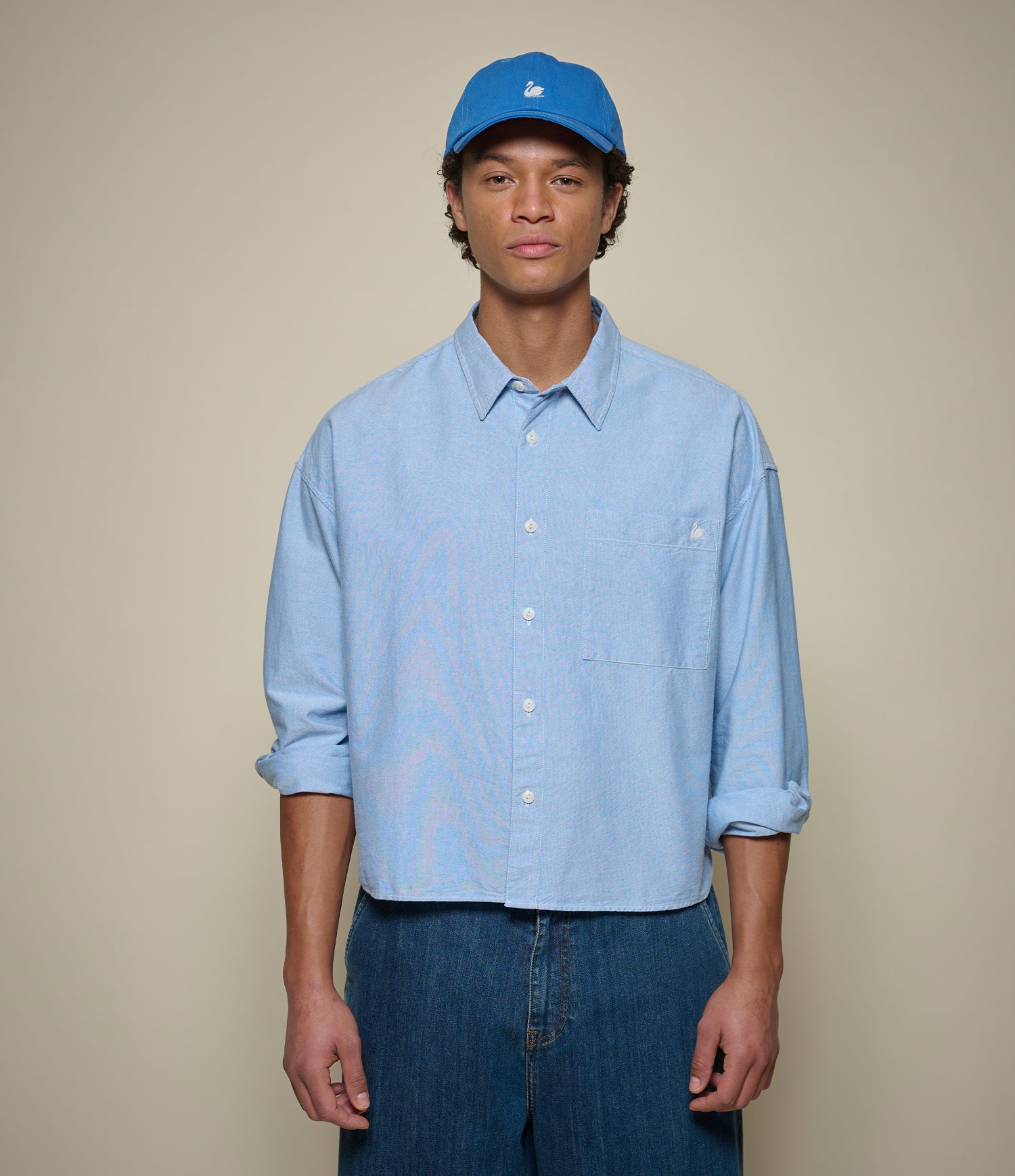 Cropped Boxy Style Cotton Oxford Long Sleeve Shirt – Merz b. Schwanen