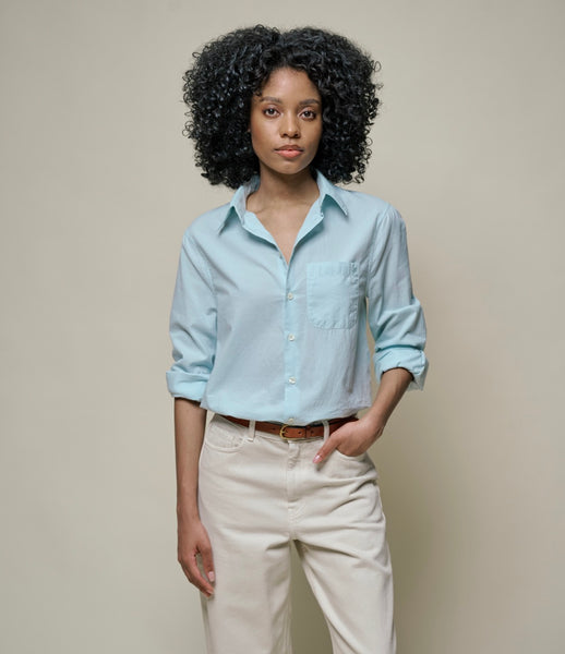 ブラウス シャツ COTTON SHIRT POPLIN レディース Lightweight Cotton Poplin Women's Long Sleeve Shirt – Merz b