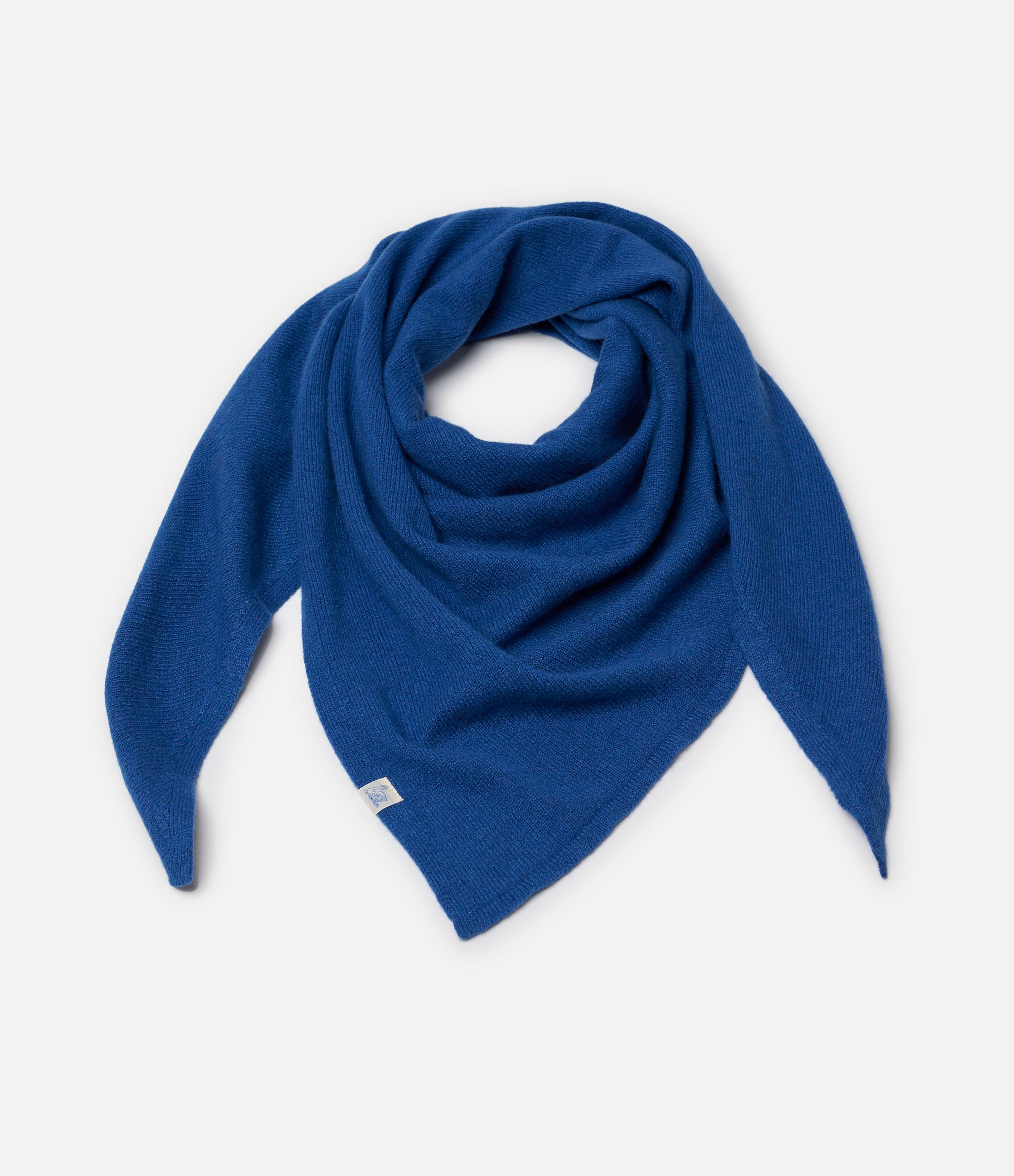 Blue Scarf made of merino wool, silk and cashmere against neutral background