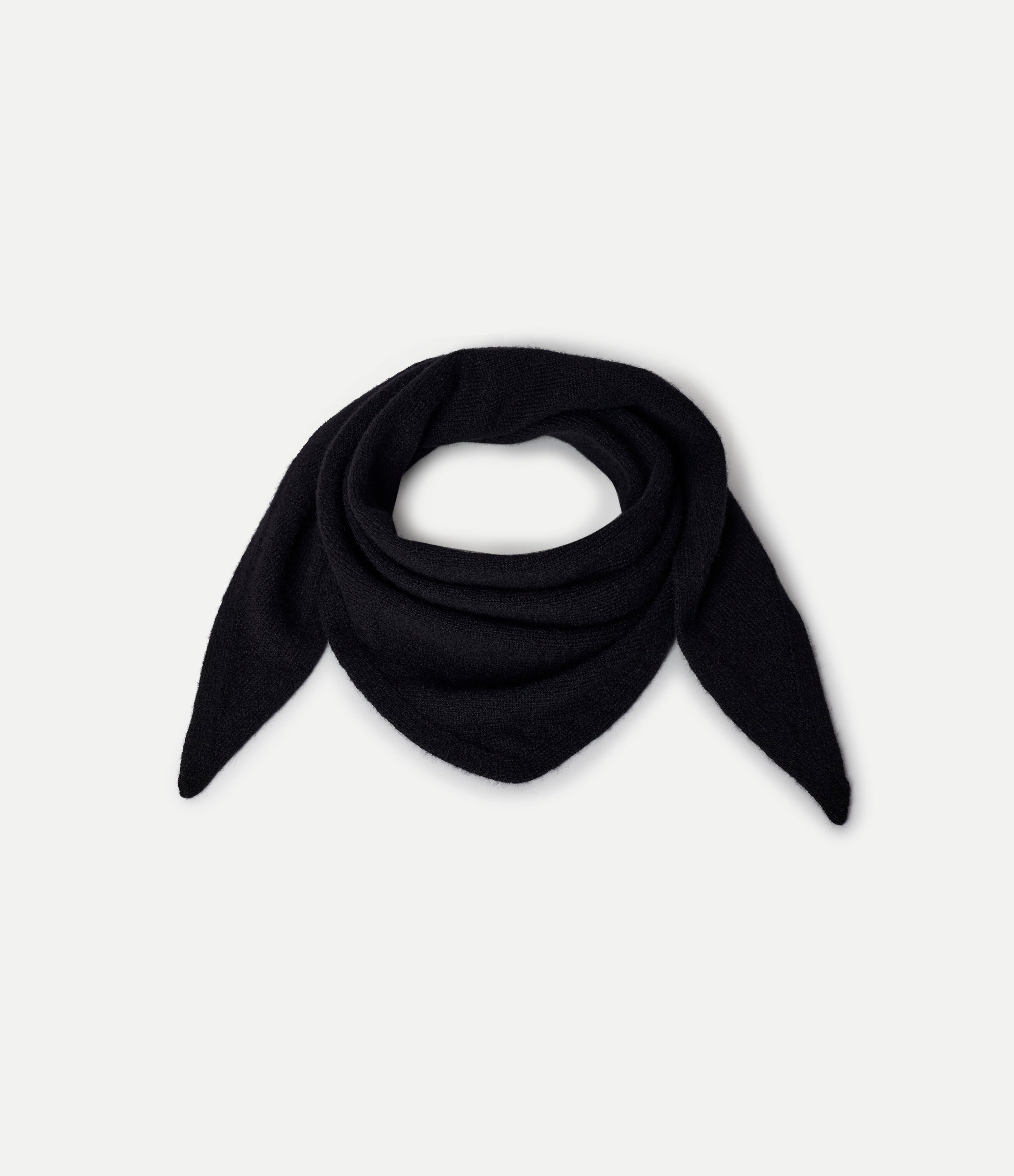 Black Scarf made of merino wool, silk and cashmere against neutral background