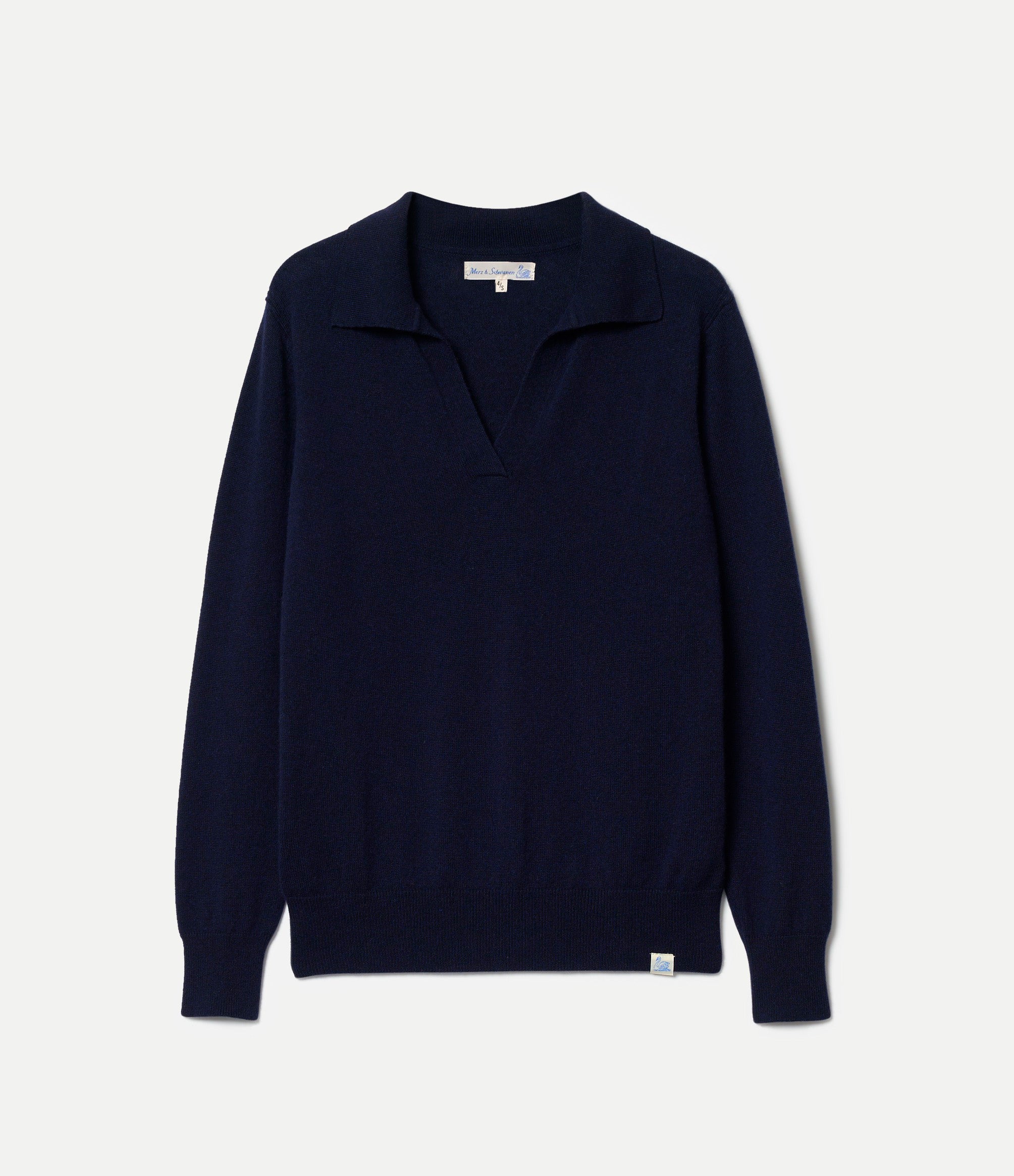 Navy blue sweater on a light gray background