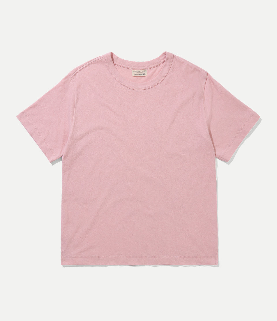 Pink t-shirt on a light gray background