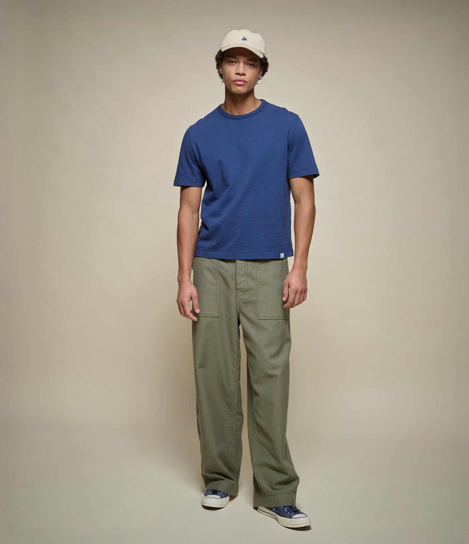 Washed Ink Cropped Organic Cotton T-Shirt | Merz b. Schwanen
